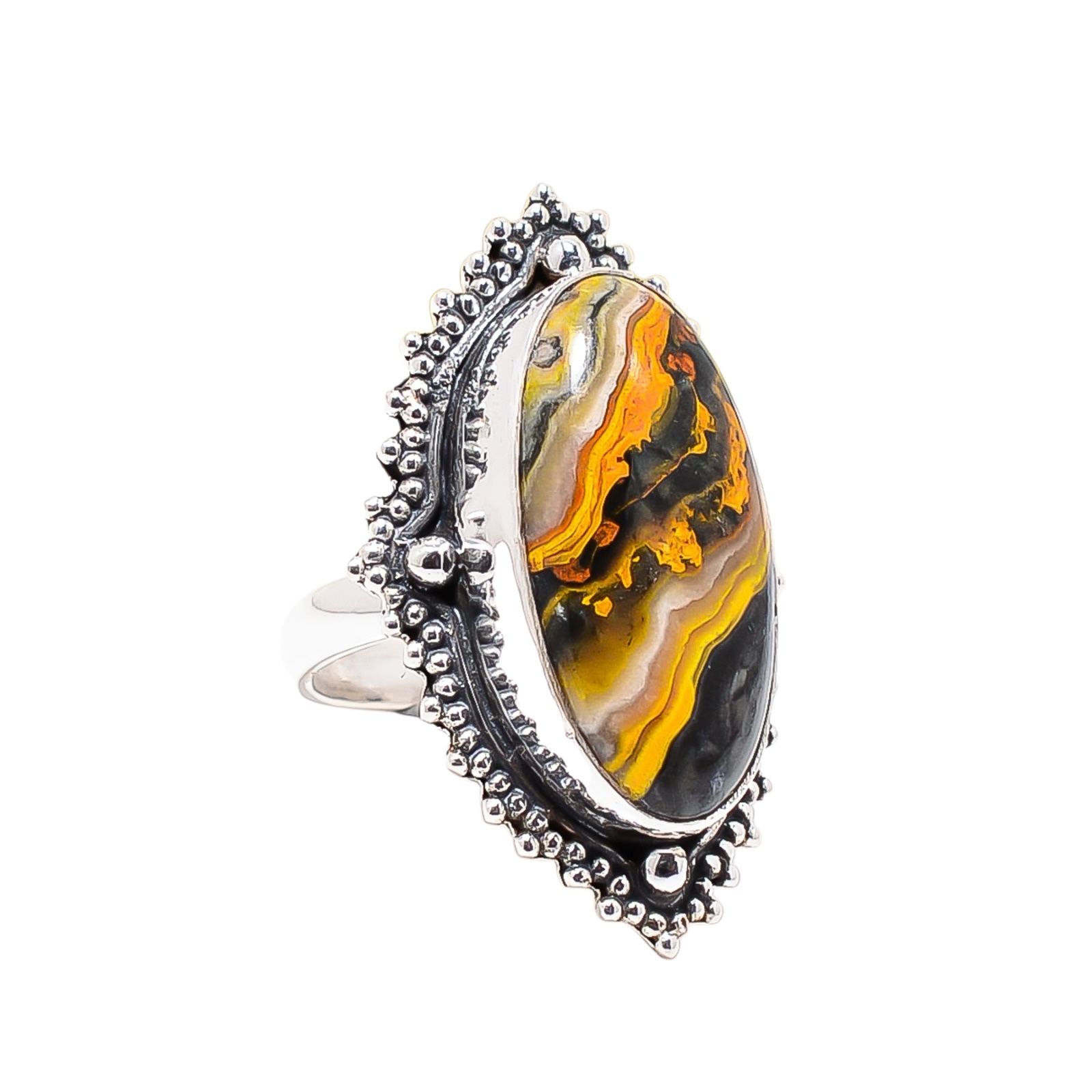 Bumble Bee Jasper - Indonesia 925 Sterling Silver Ring