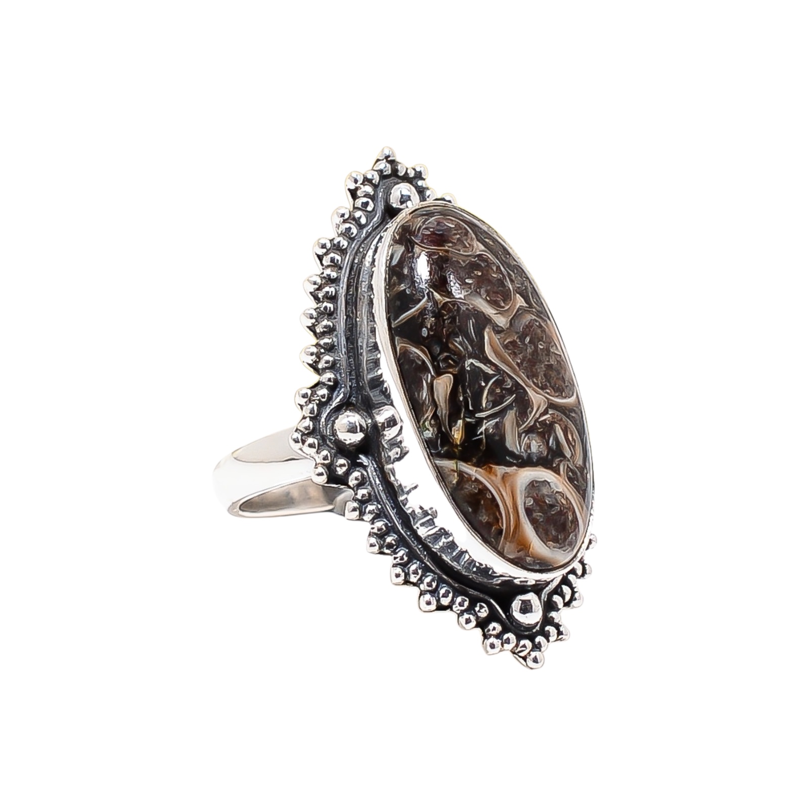 Turritella Agate - Wyoming 925 Sterling Silver Ring