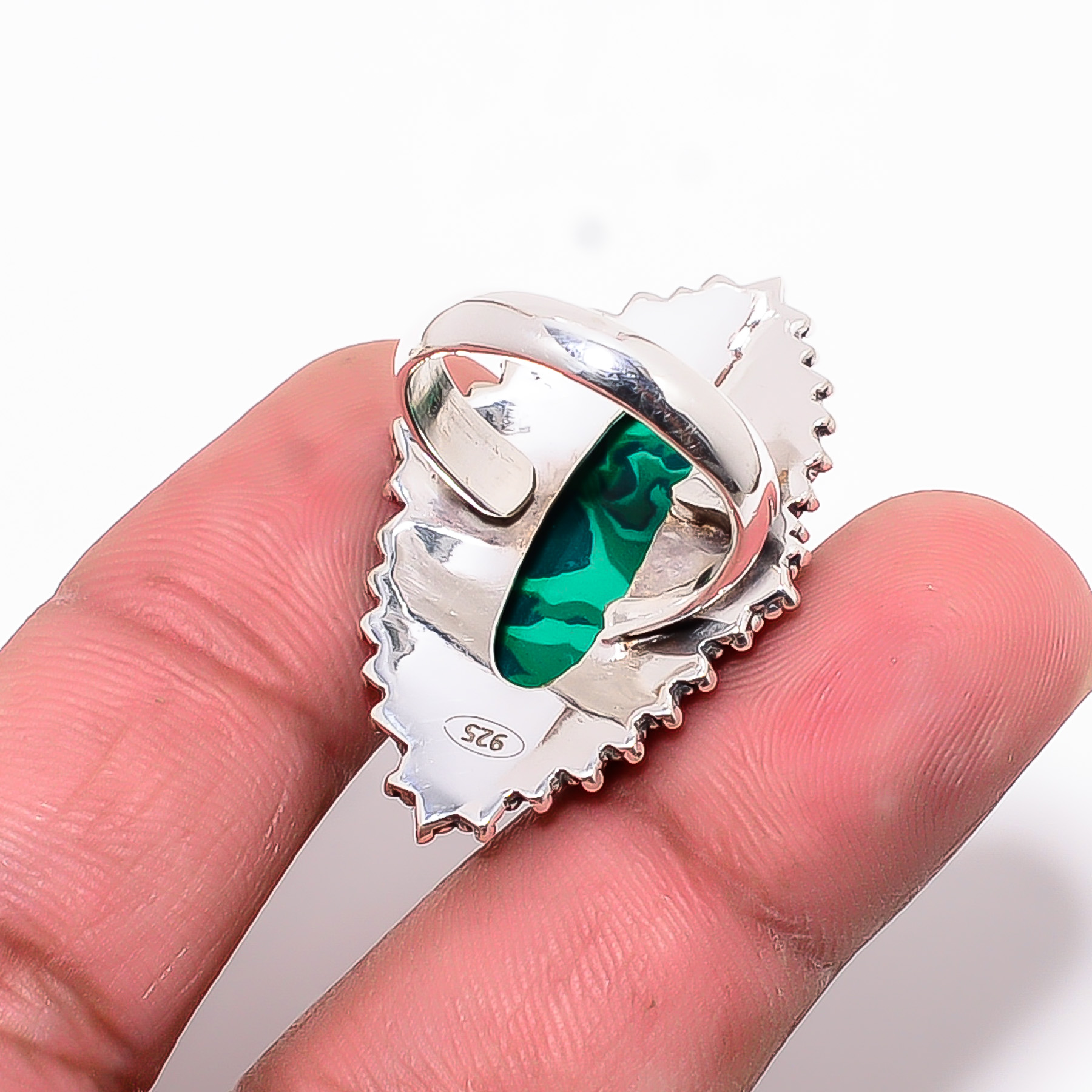 Malachite - Simulated 925 Sterling Silver Ring