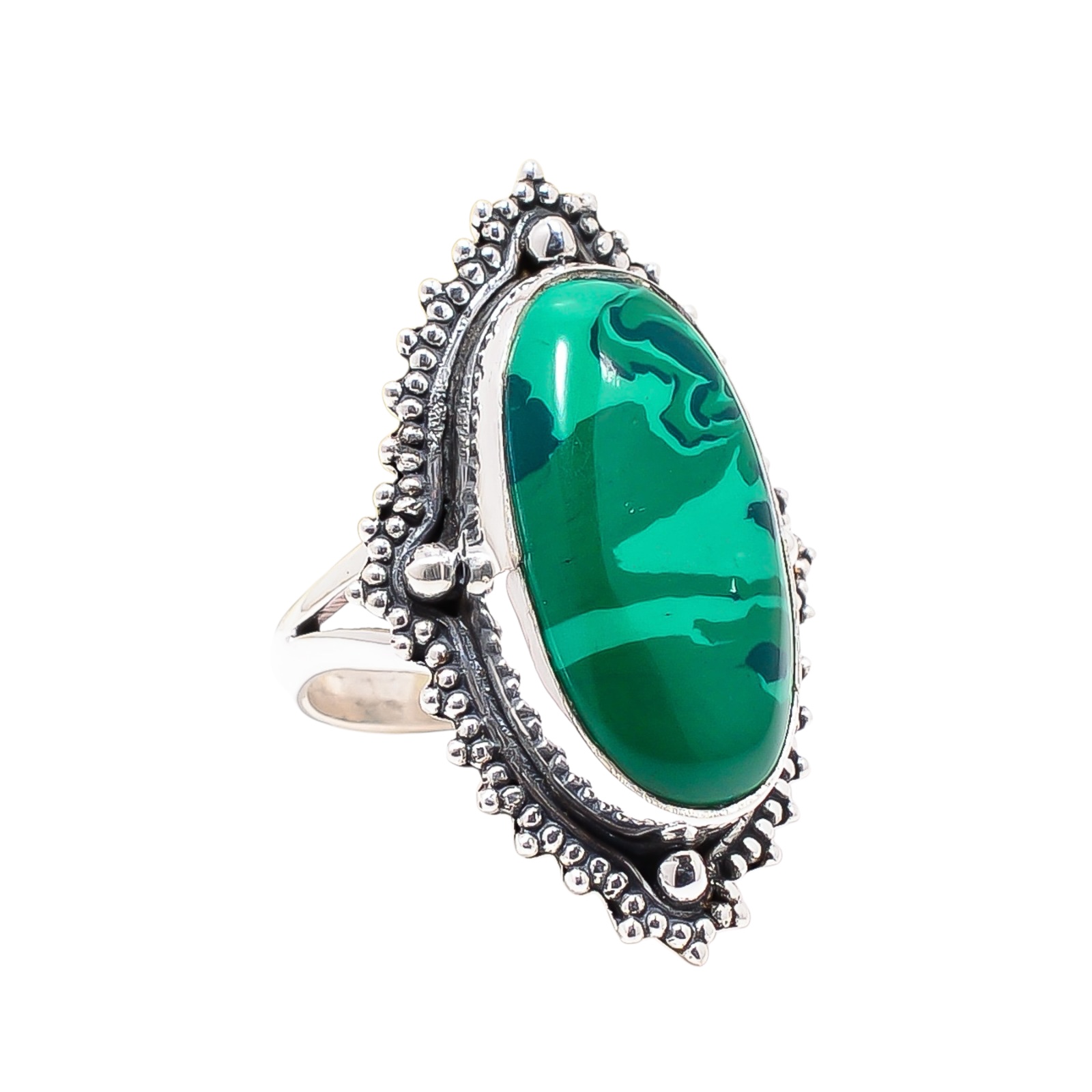 Malachite - Simulated 925 Sterling Silver Ring