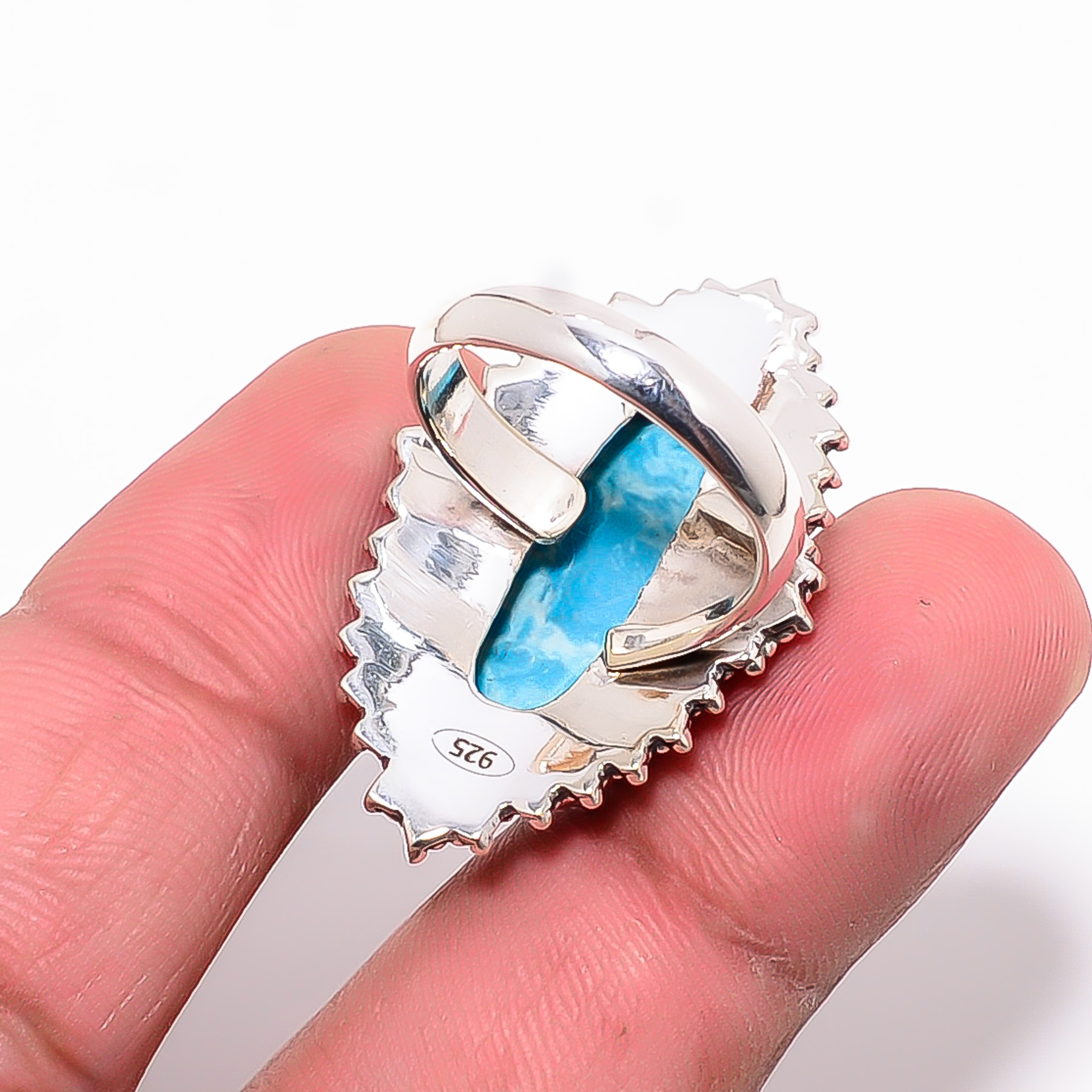 Larimar - Simulated 925 Sterling Silver Ring