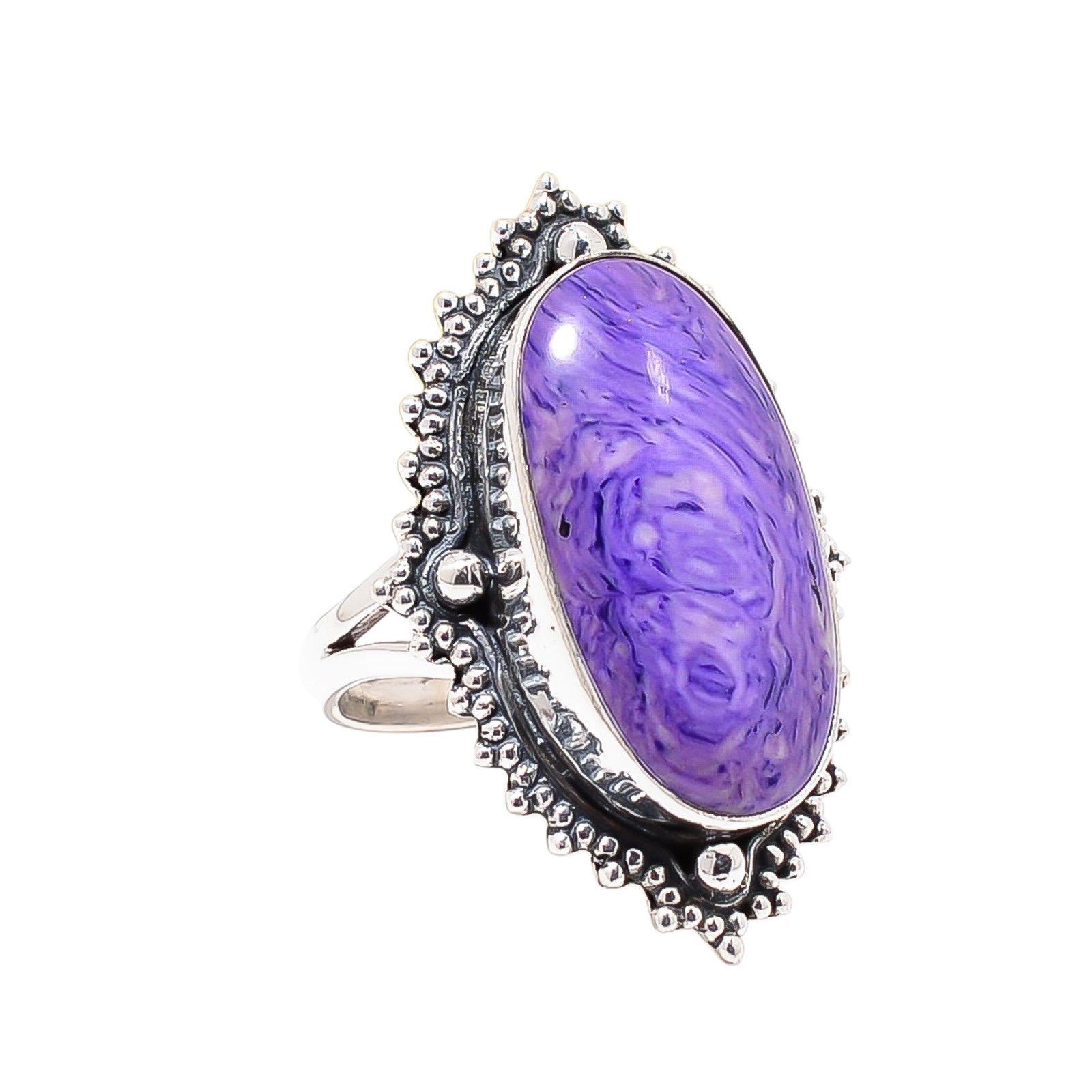 Purple Charoite - Simulated 925 Sterling Silver Ring