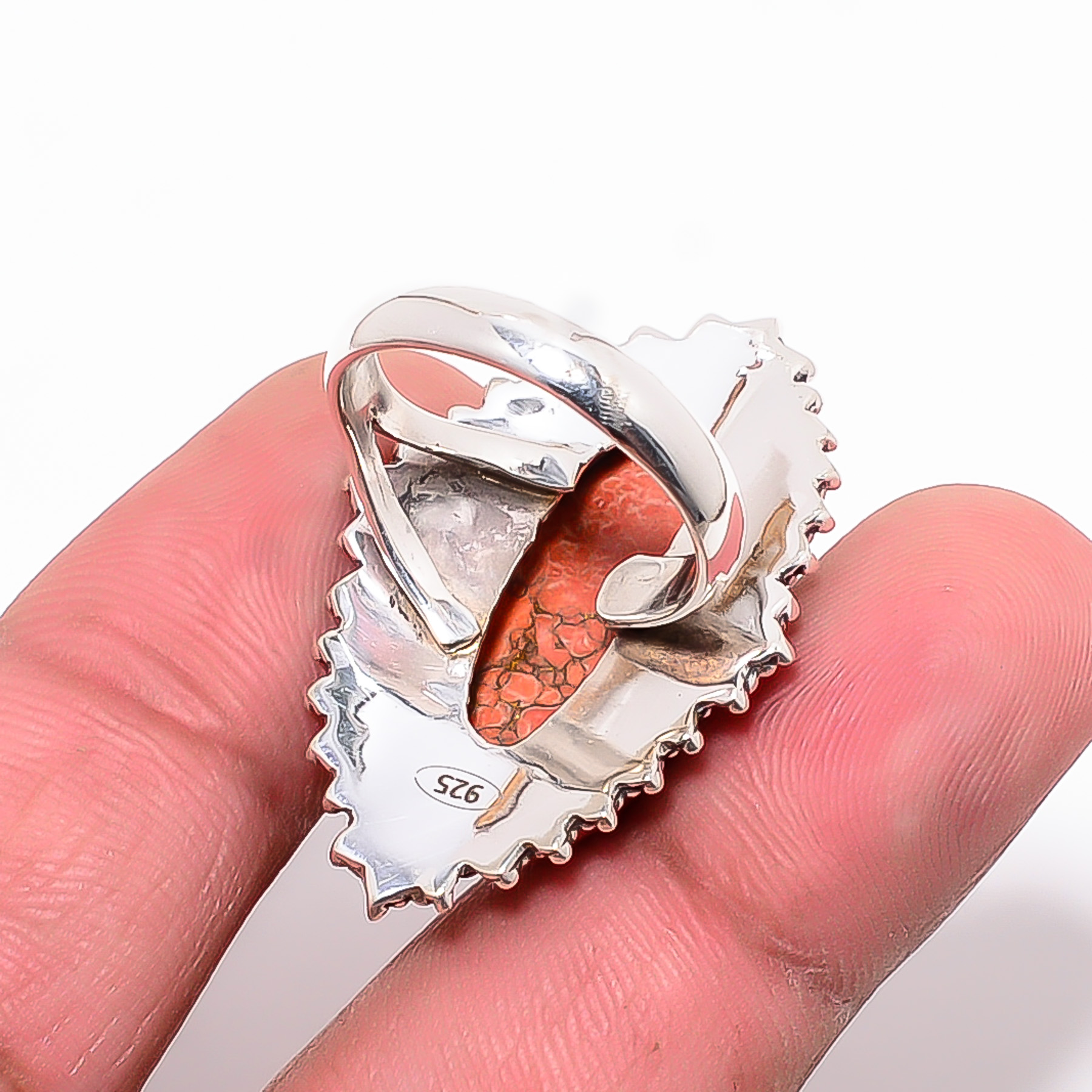 Copper Red Turquoise - Simulated 925 Sterling Silver Ring