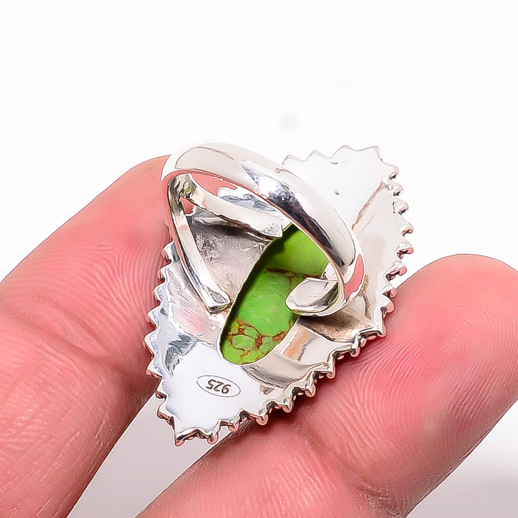 Copper Green Turquoise - Simulated 925 Sterling Silver Ring