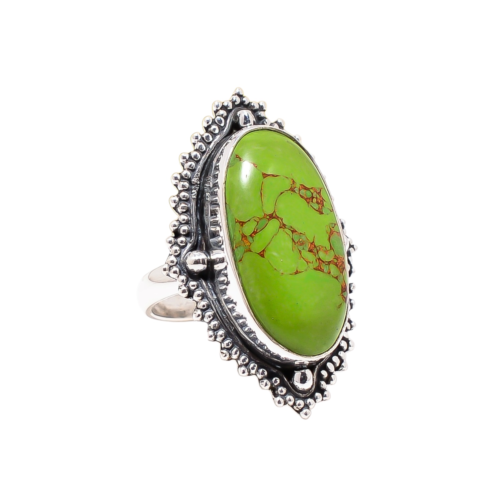 Copper Green Turquoise - Simulated 925 Sterling Silver Ring