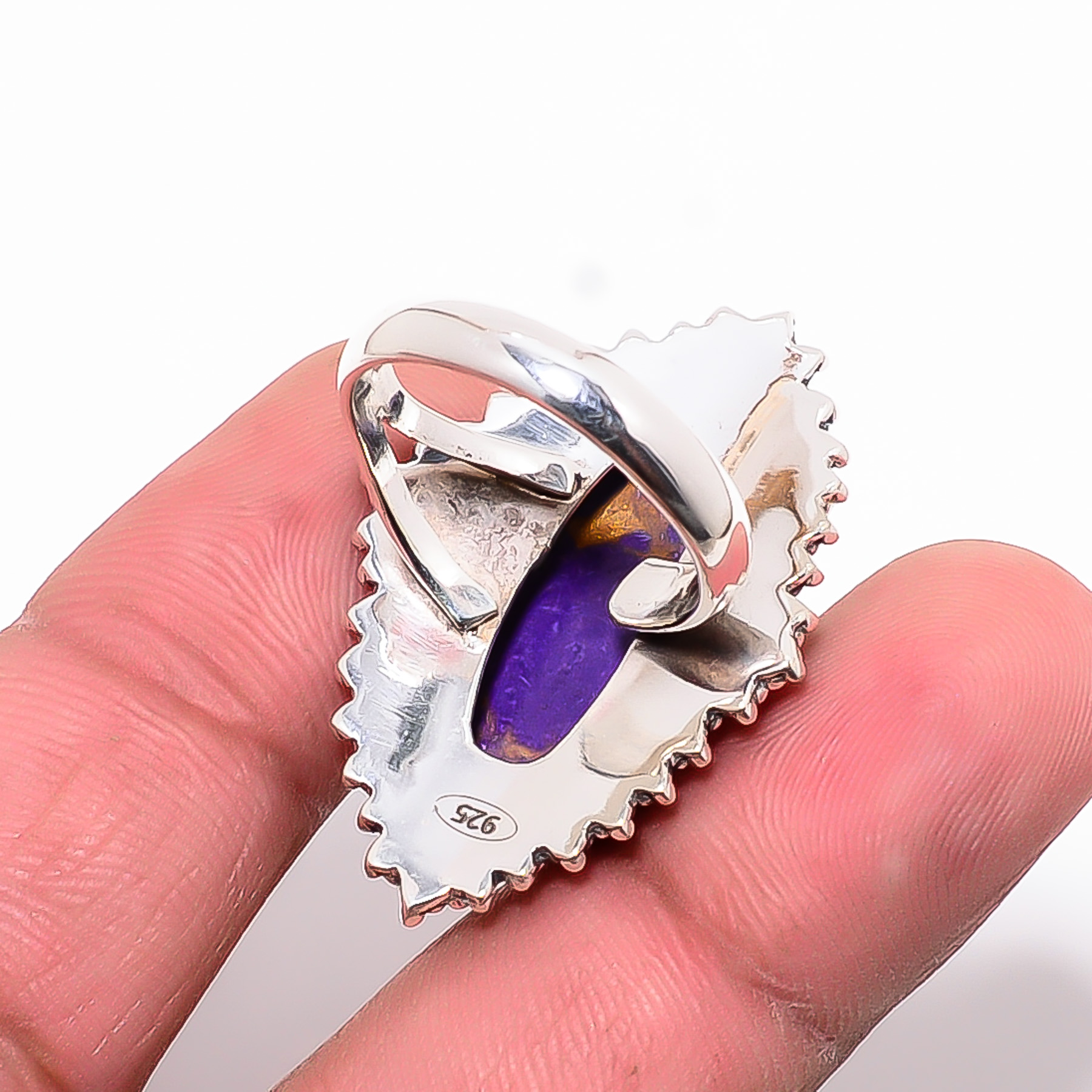 Copper Purple Turquoise - Simulated 925 Sterling Silver Ring