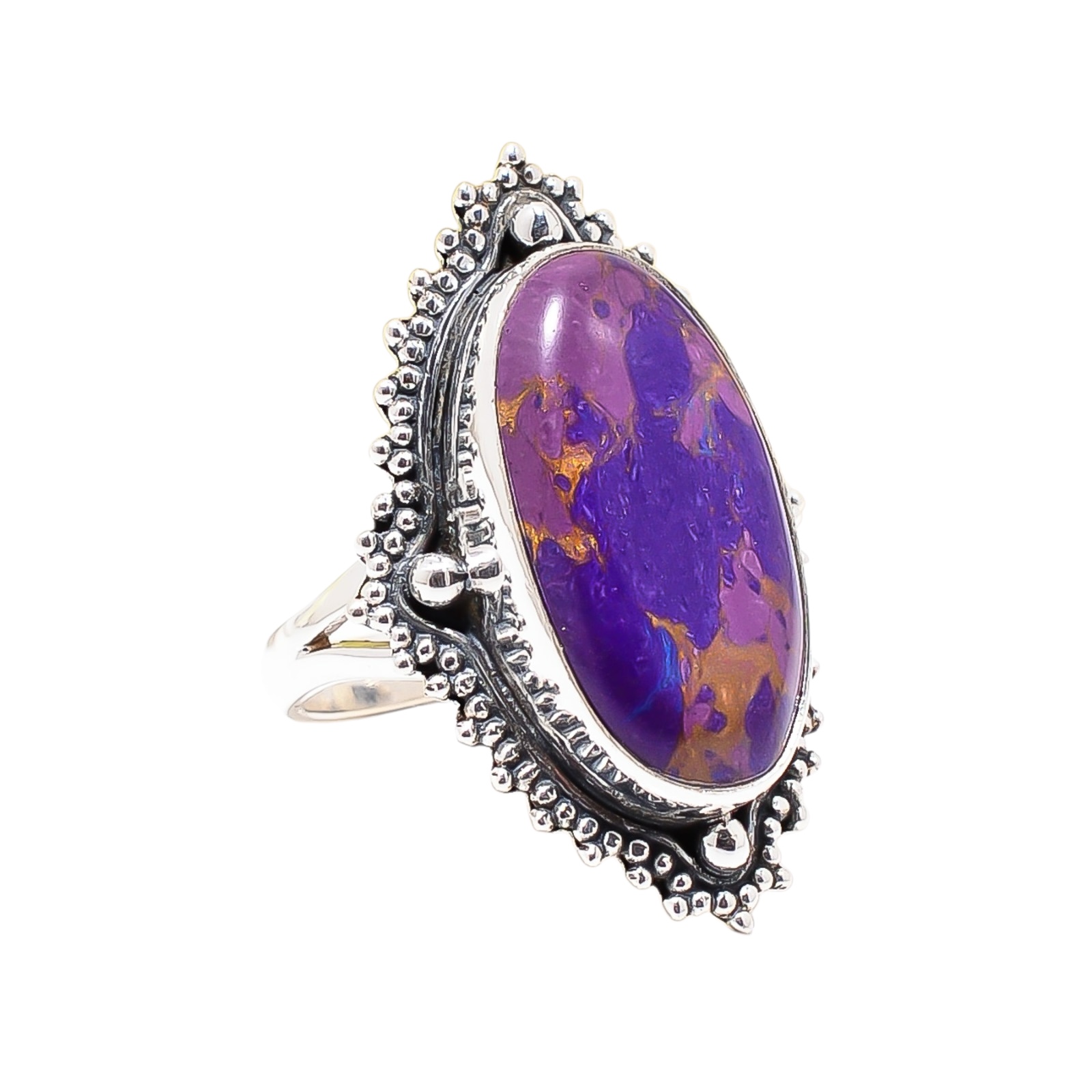 Copper Purple Turquoise - Simulated 925 Sterling Silver Ring