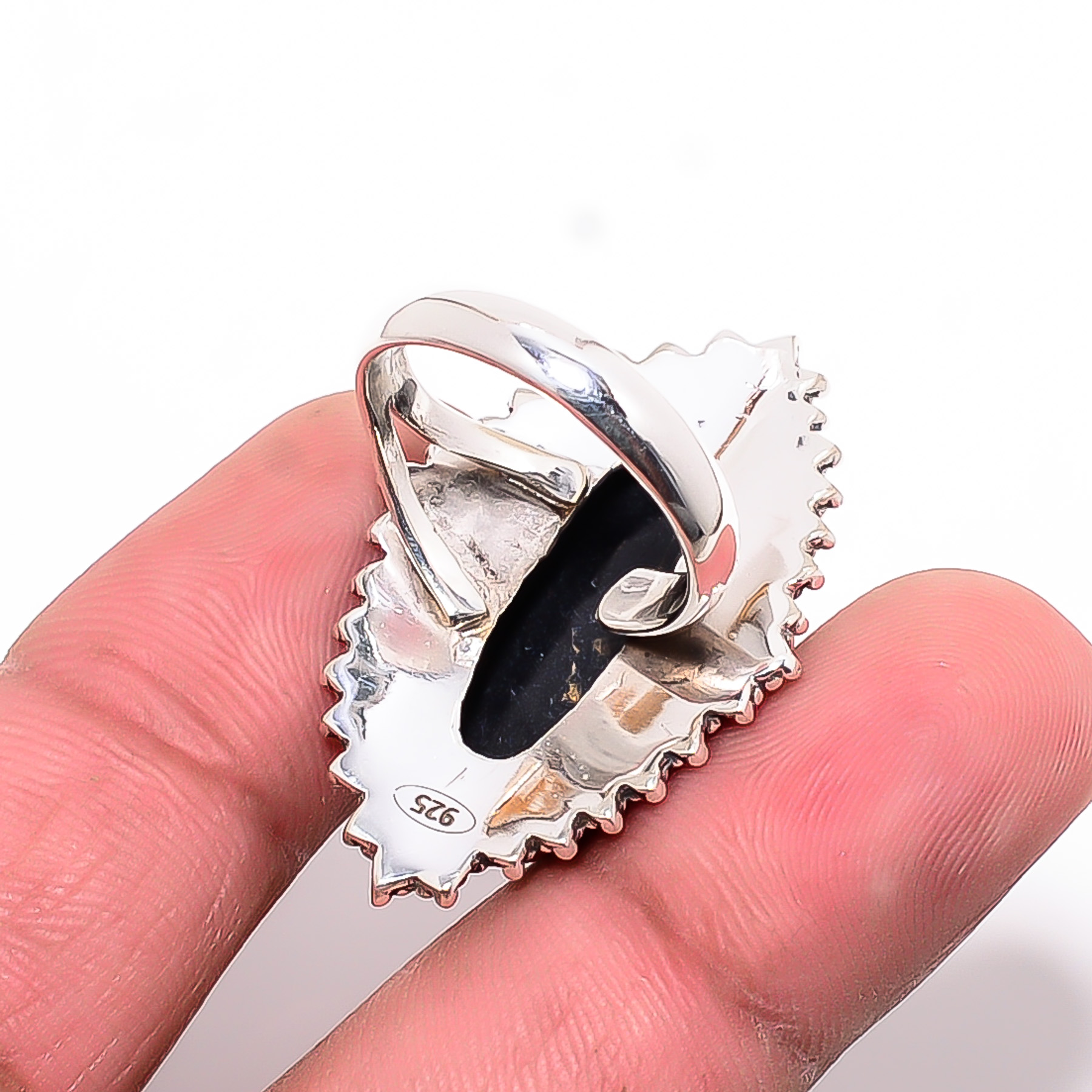 Copper Black Turquoise - Simulated 925 Sterling Silver Ring