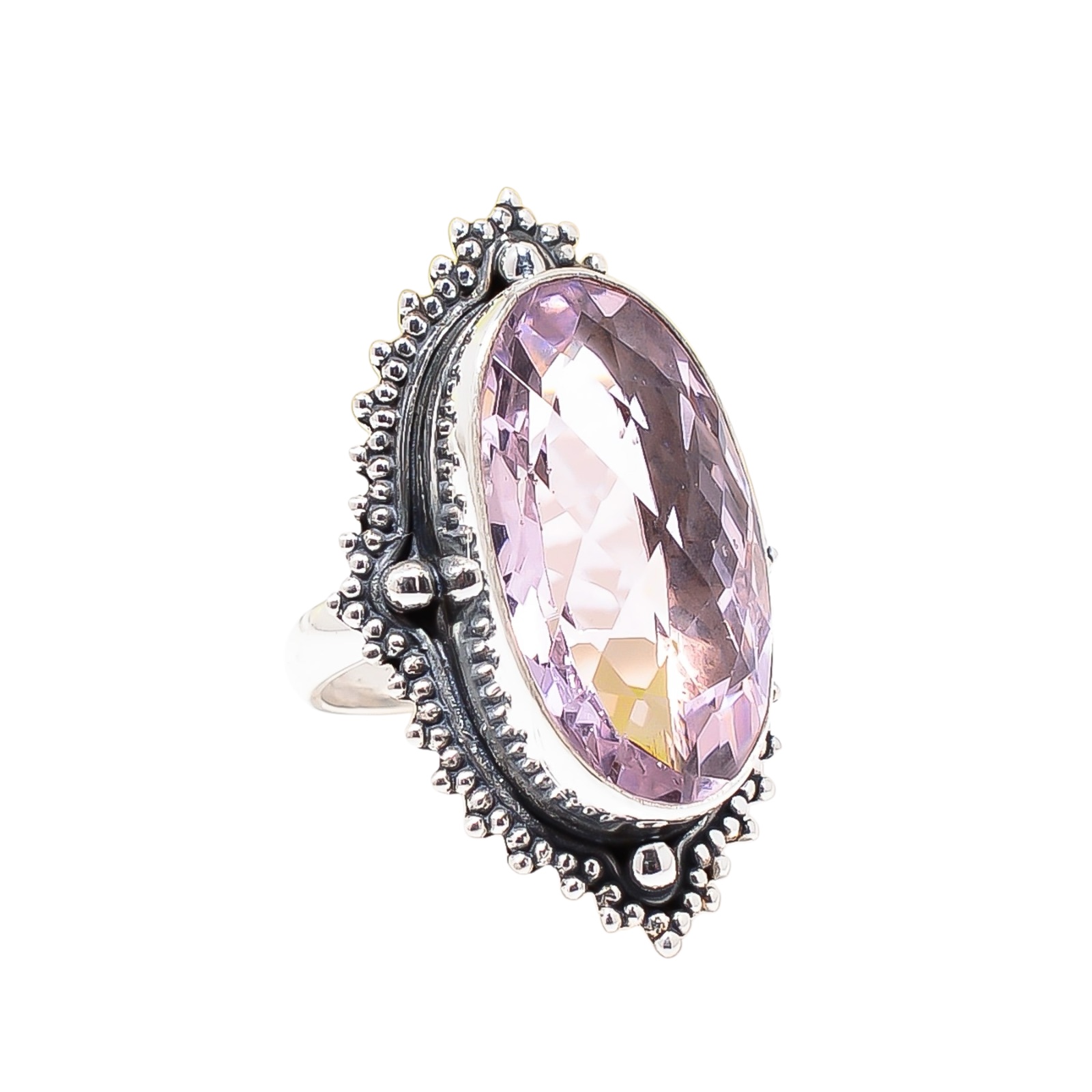 Pink Kunzite - Simulated 925 Sterling Silver Ring