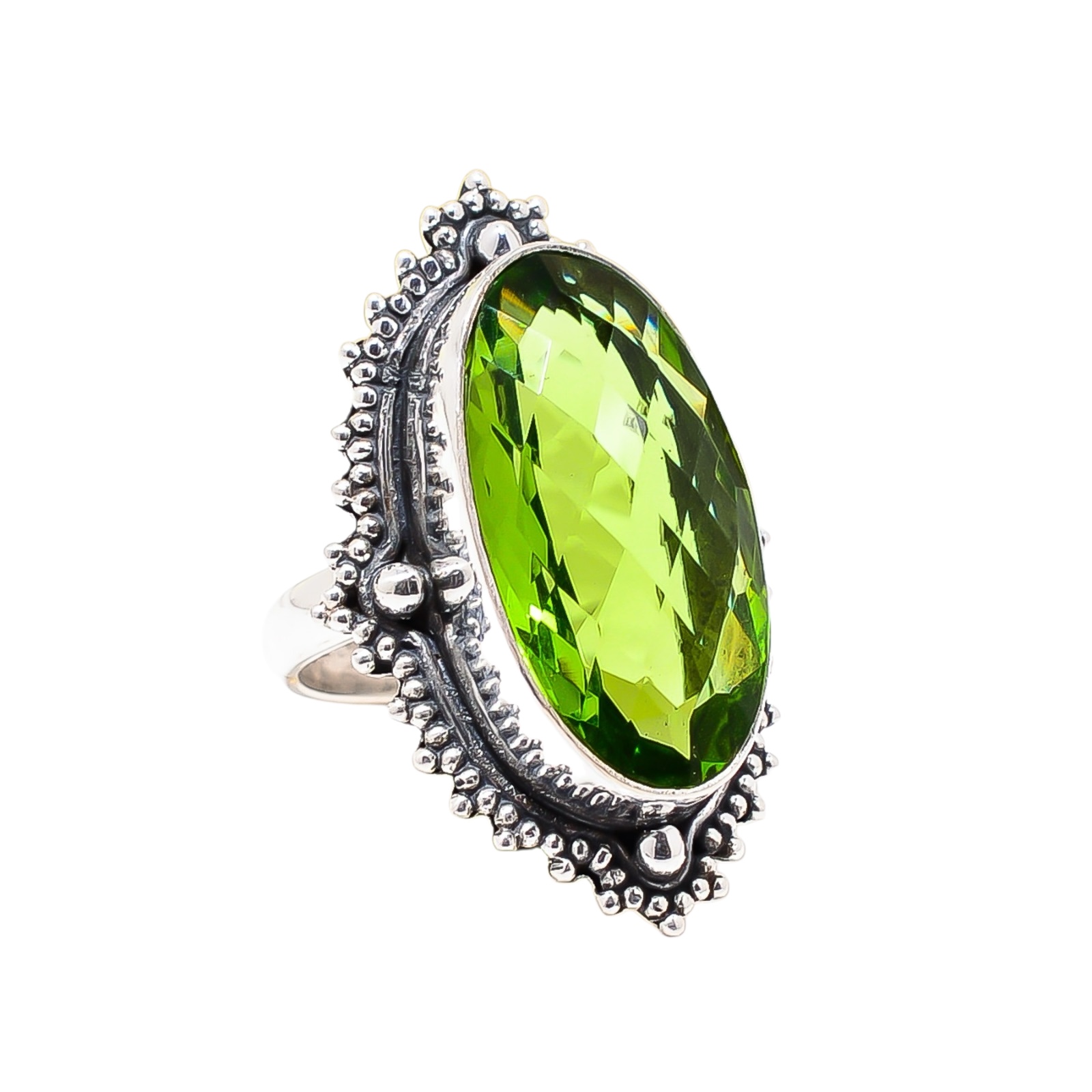 Peridot - Simulated 925 Sterling Silver Ring