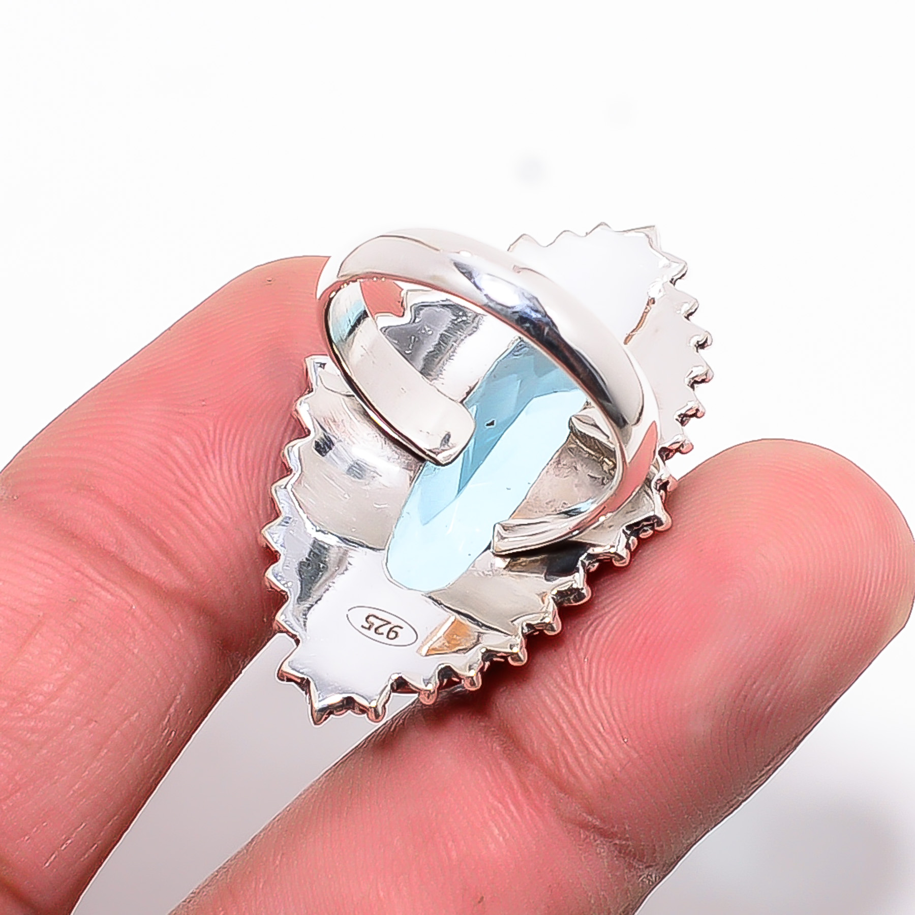 Blue Topaz - Simulated 925 Sterling Silver Ring