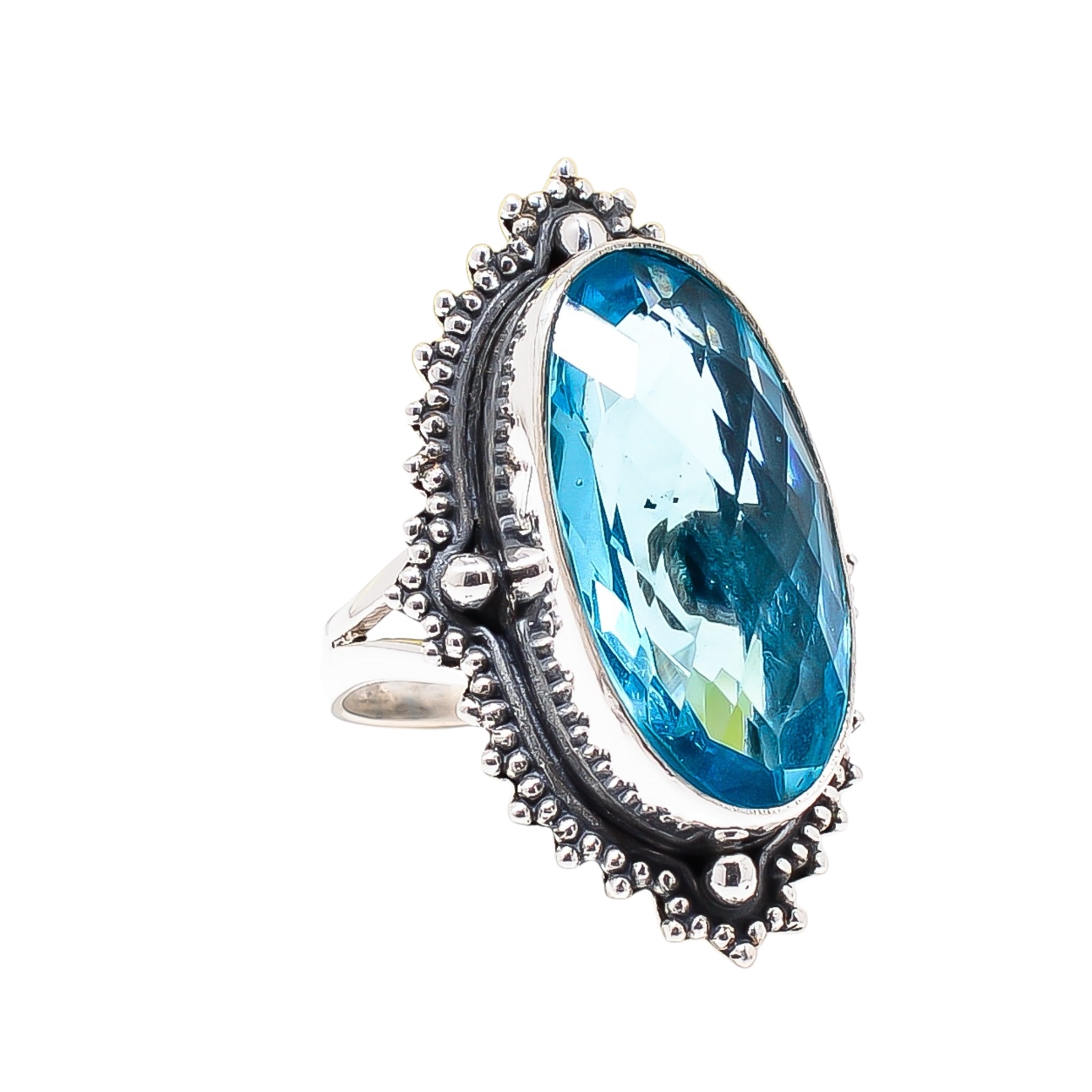 Blue Topaz - Simulated 925 Sterling Silver Ring