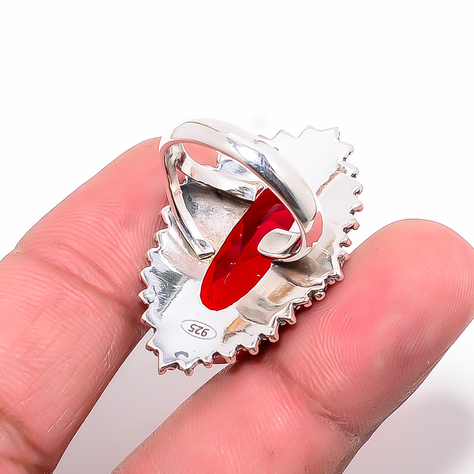Red Garnet - Simulated 925 Sterling Silver Ring