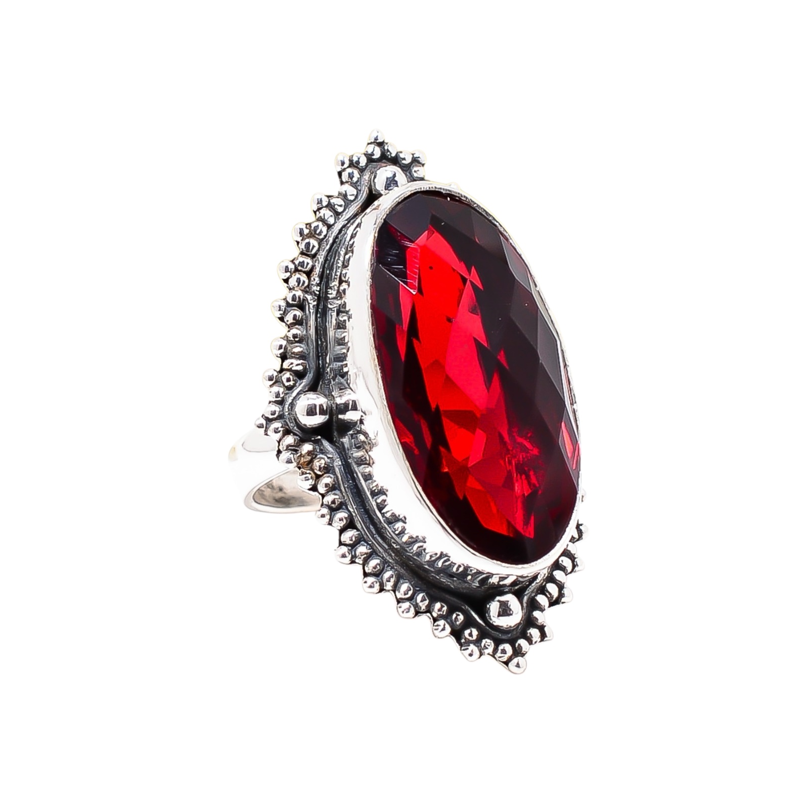 Red Garnet - Simulated 925 Sterling Silver Ring