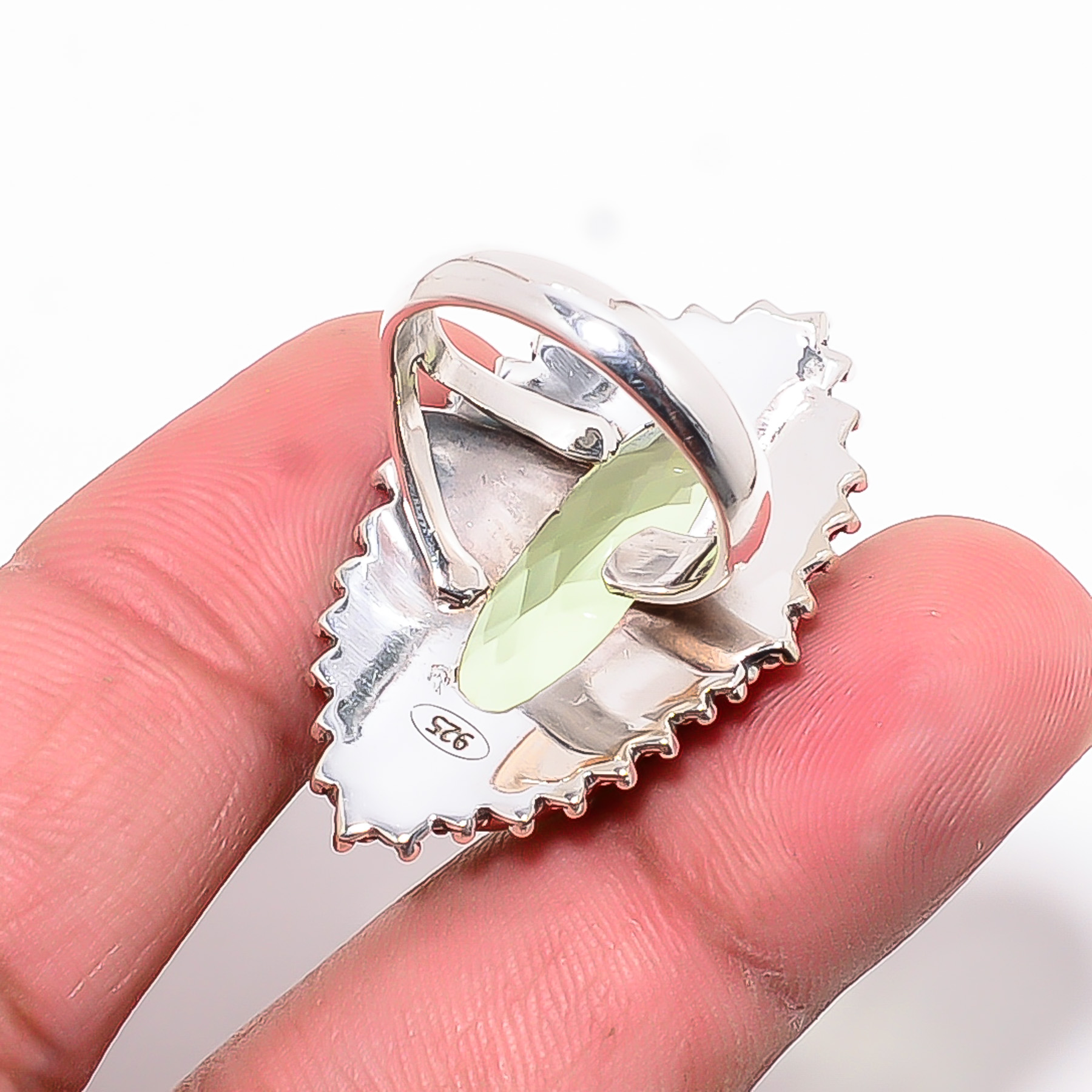 Green Amethyst - Simulated 925 Sterling Silver Ring