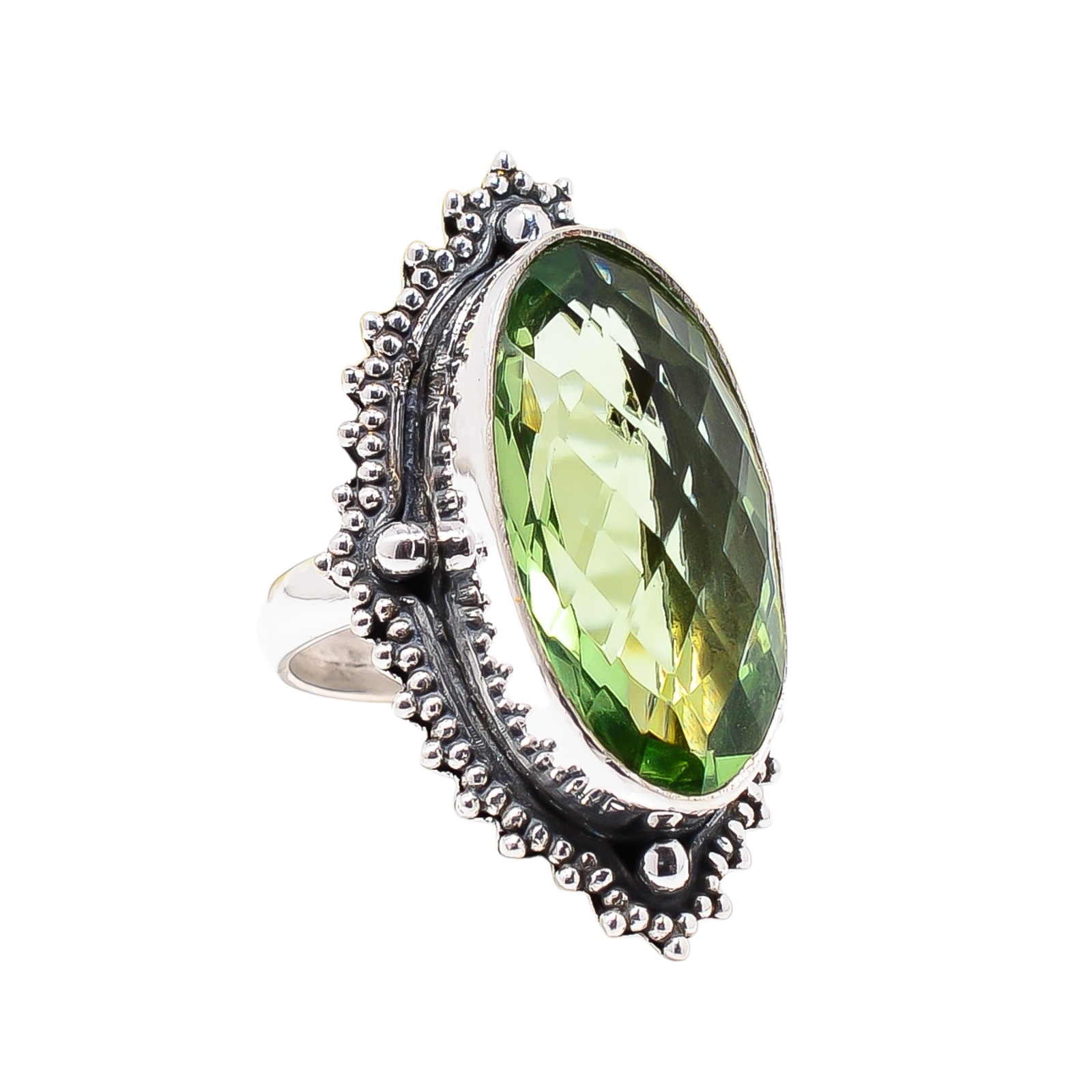 Green Amethyst - Simulated 925 Sterling Silver Ring