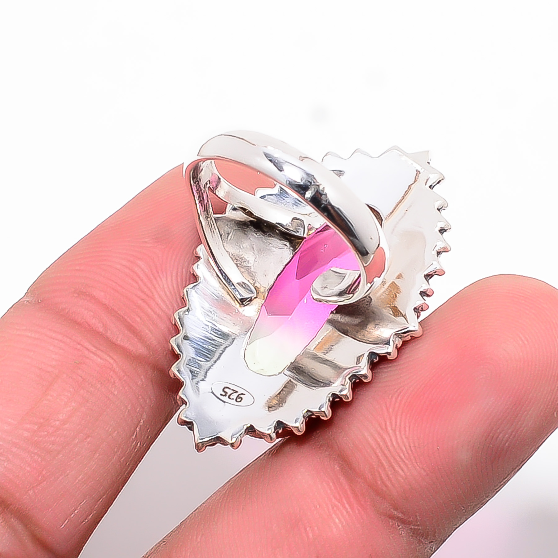 Bi-Colour Tourmaline - Simulated 925 Sterling Silver Ring