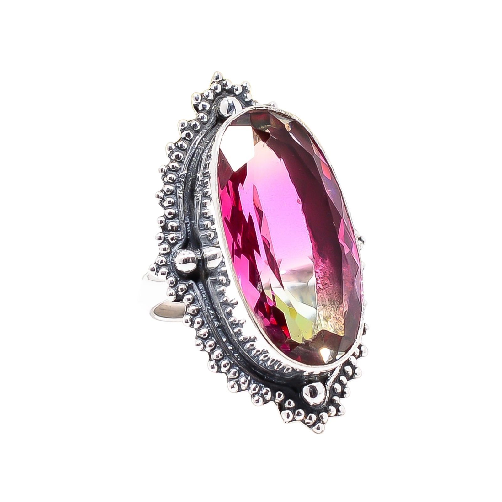 Bi-Colour Tourmaline - Simulated 925 Sterling Silver Ring