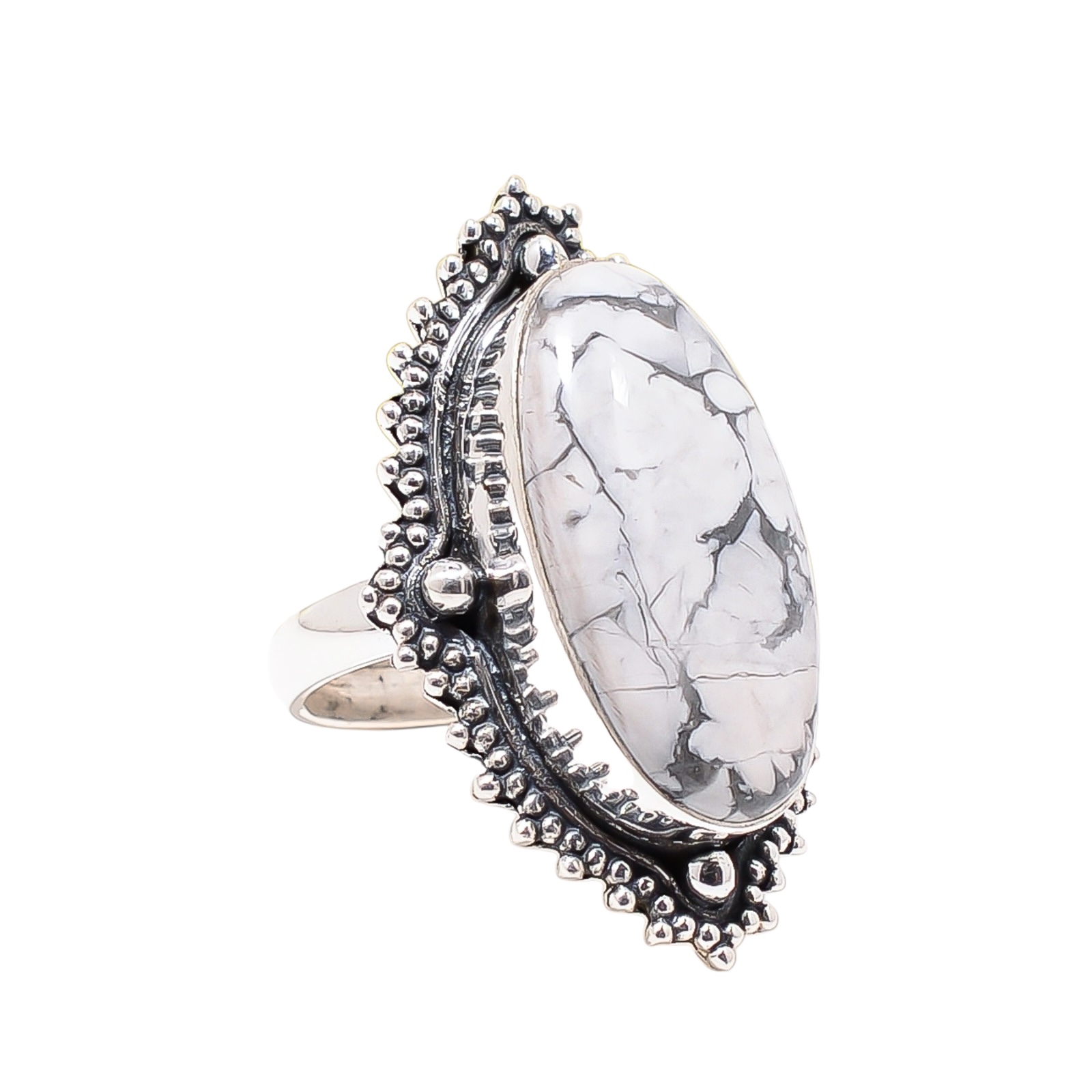 Natural White Howlite - United States 925 Sterling Silver Ring