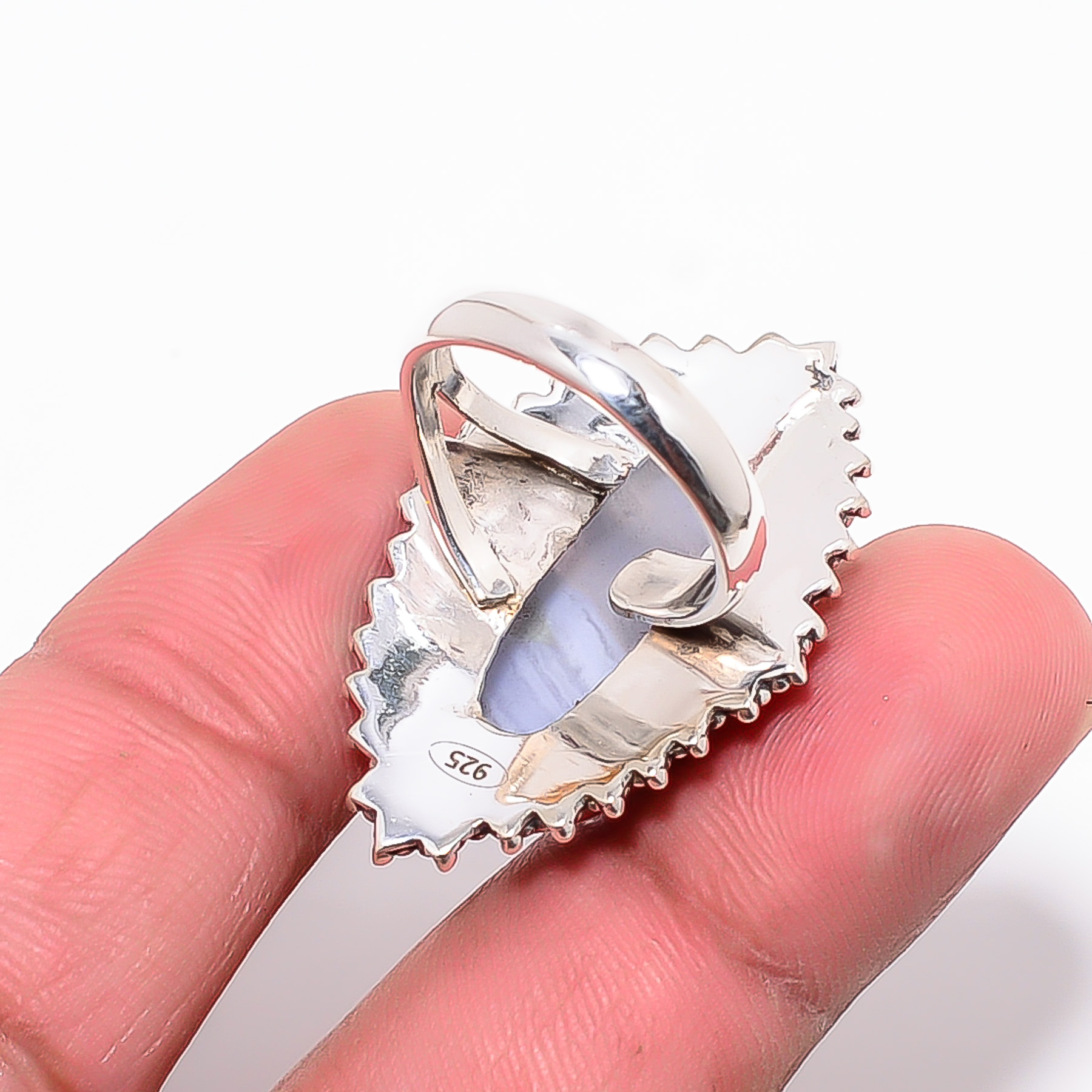 Blue Lace Agate - Namibia 925 Sterling Silver Ring