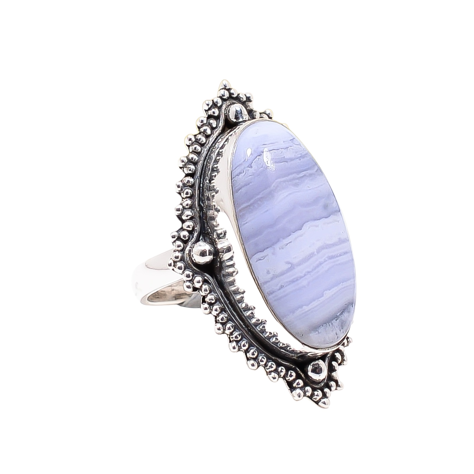 Blue Lace Agate - Namibia 925 Sterling Silver Ring