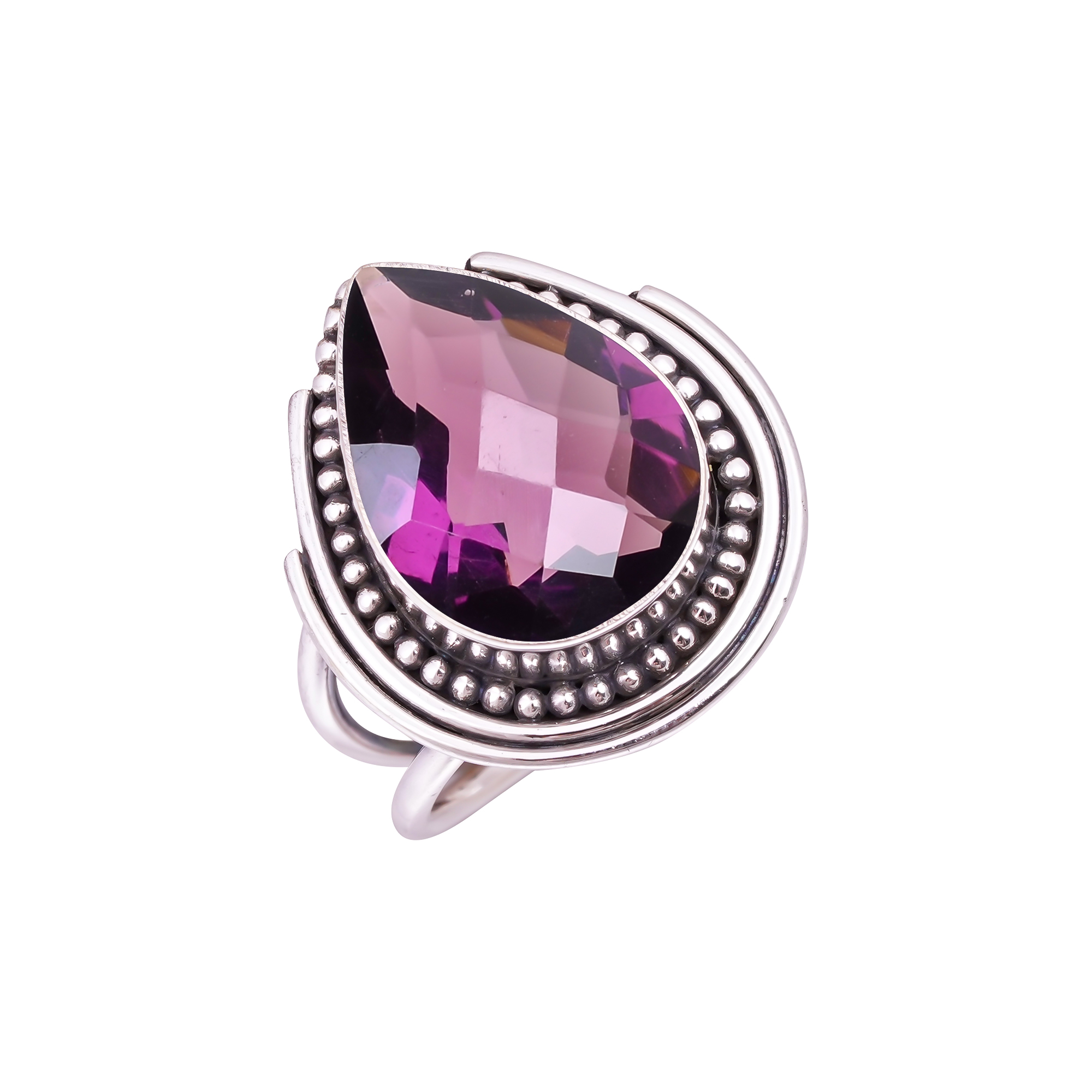 Purple Amethyst - Simulated Gemstone 925 Sterling Silver Ring