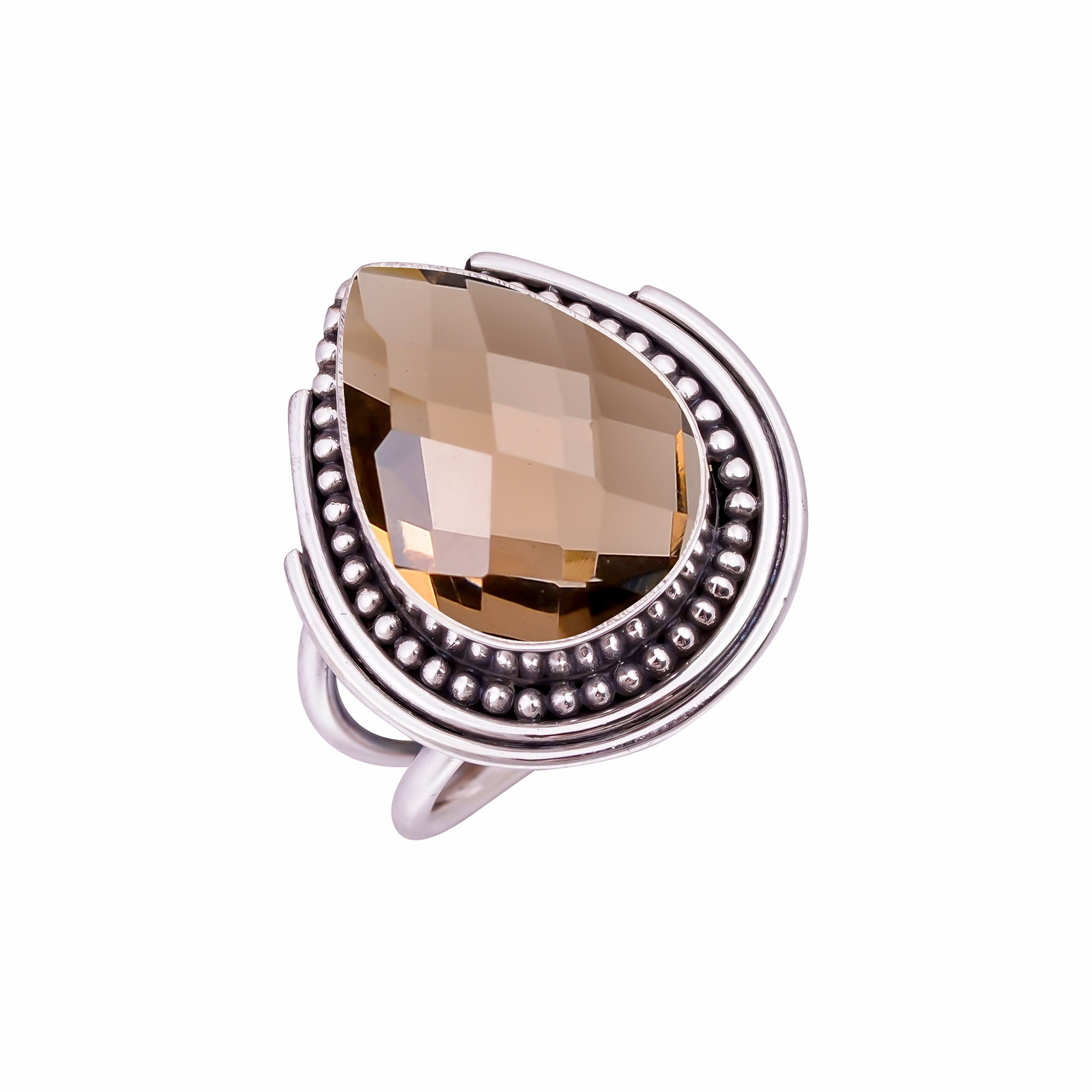 Smokey - Simulated Gemstone 925 Sterling Silver Ring