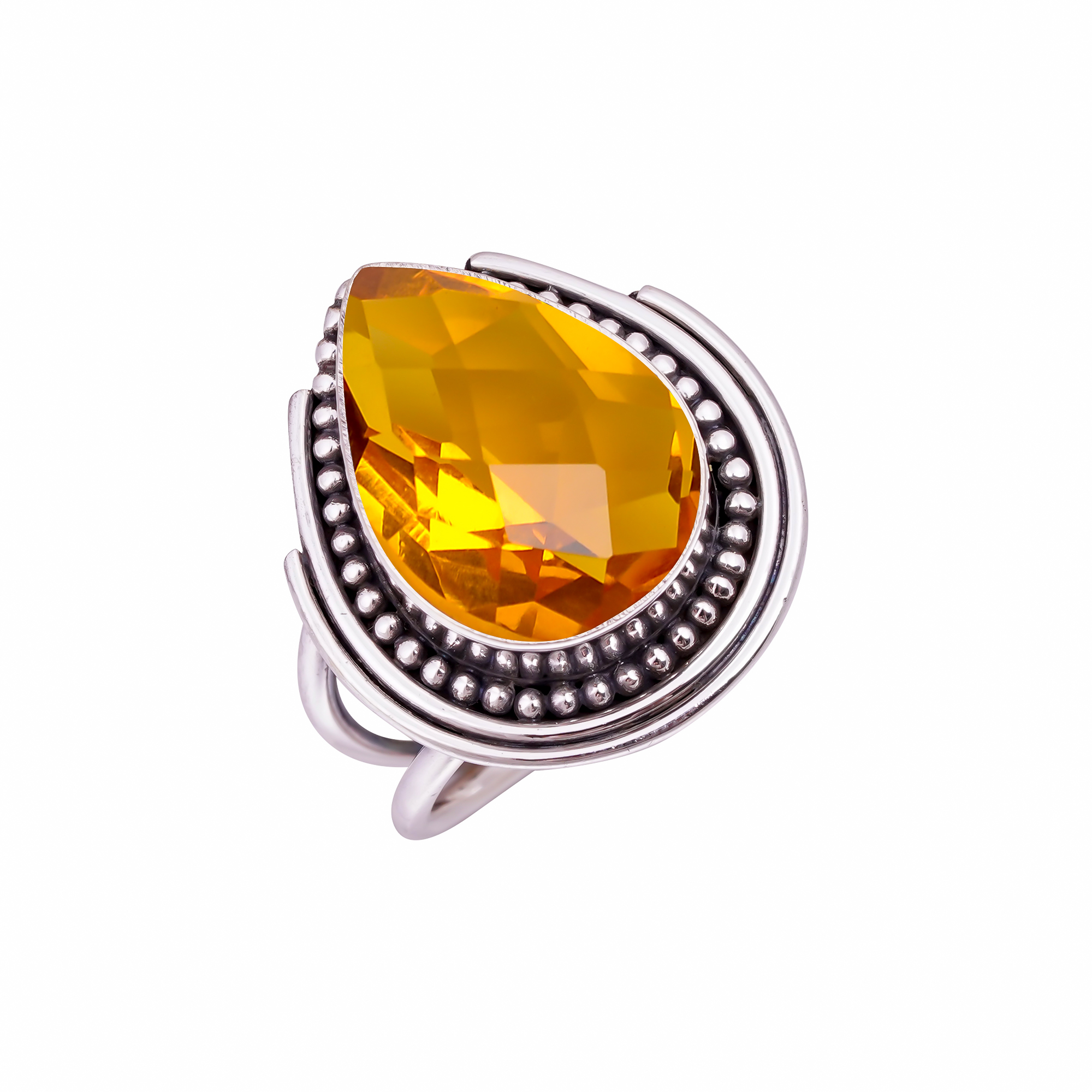Citrine - Simulated Gemstone 925 Sterling Silver Ring