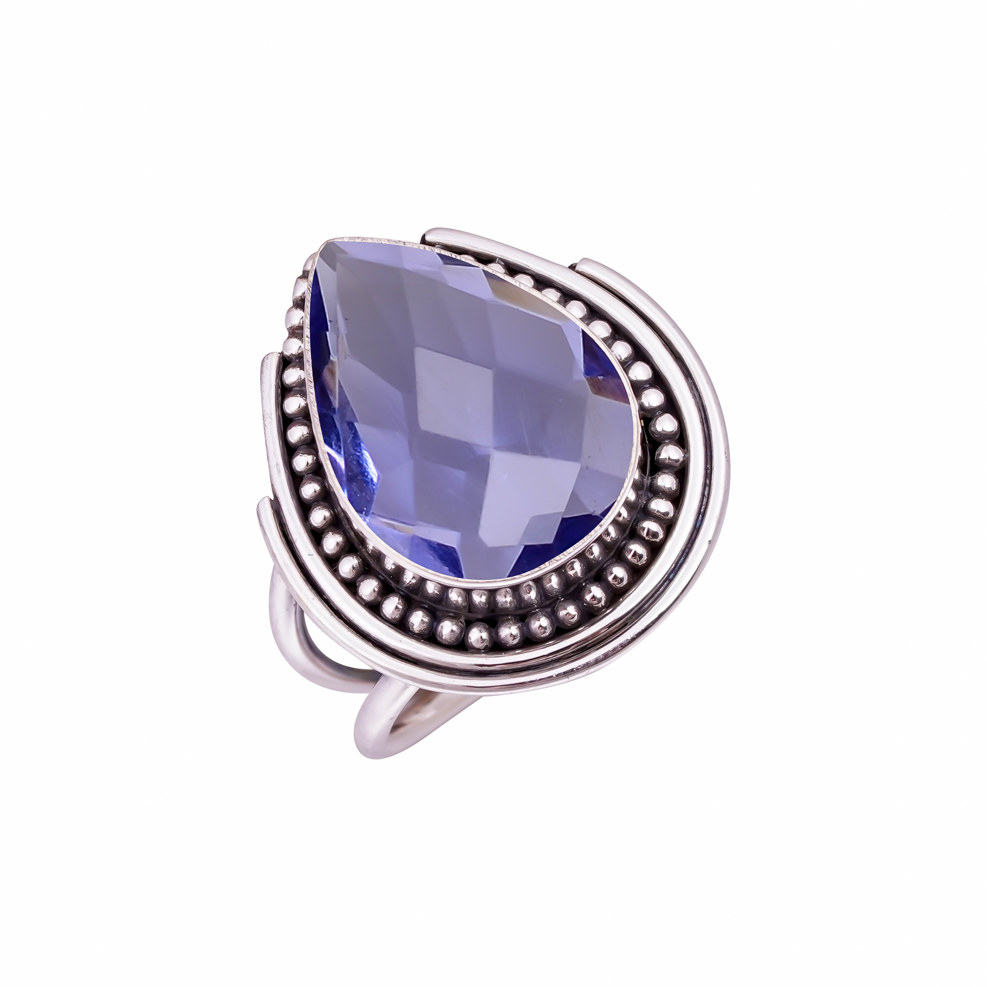 Iolite - Simulated Gemstone 925 Sterling Silver Ring