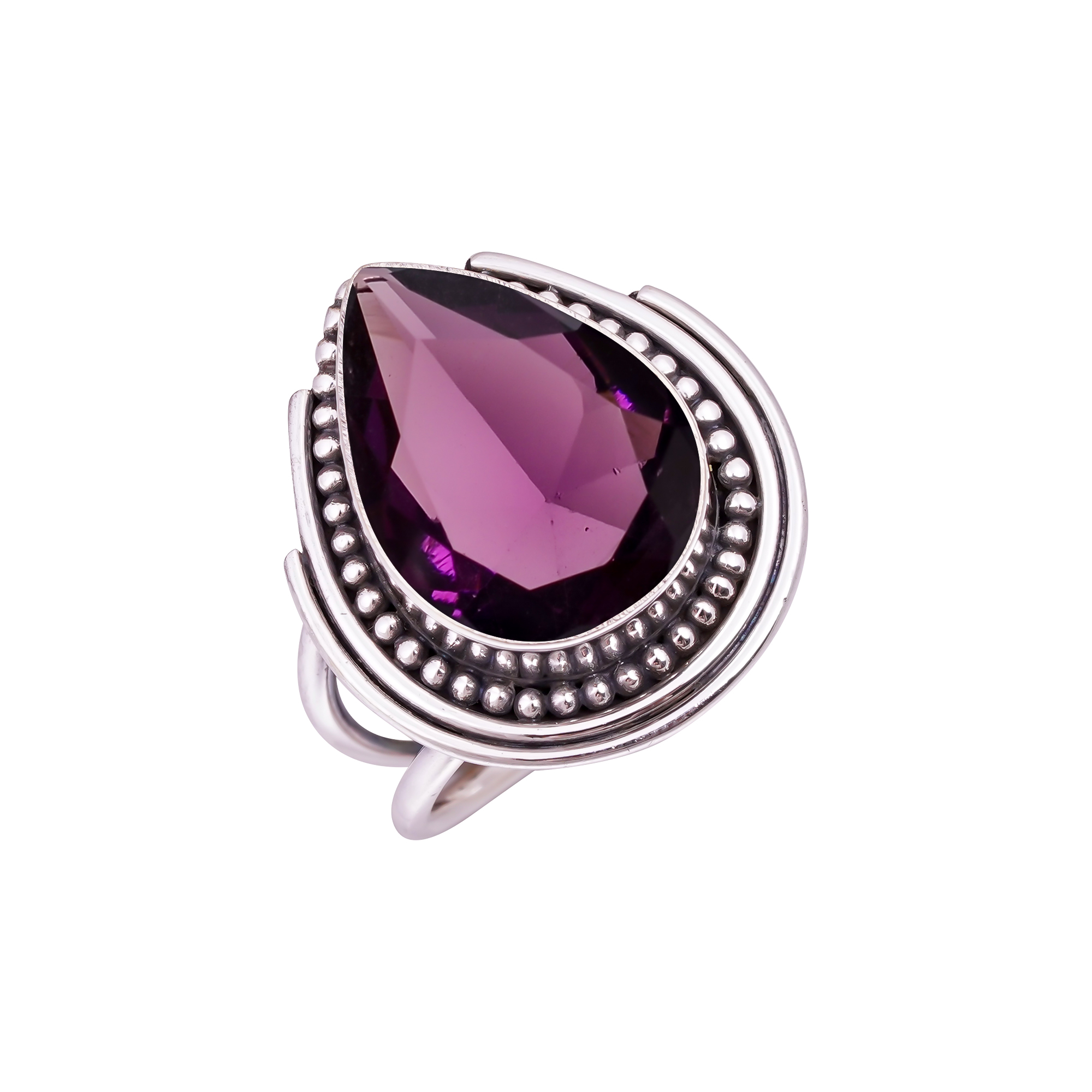 Purple Amethyst - Simulated Gemstone 925 Sterling Silver Ring