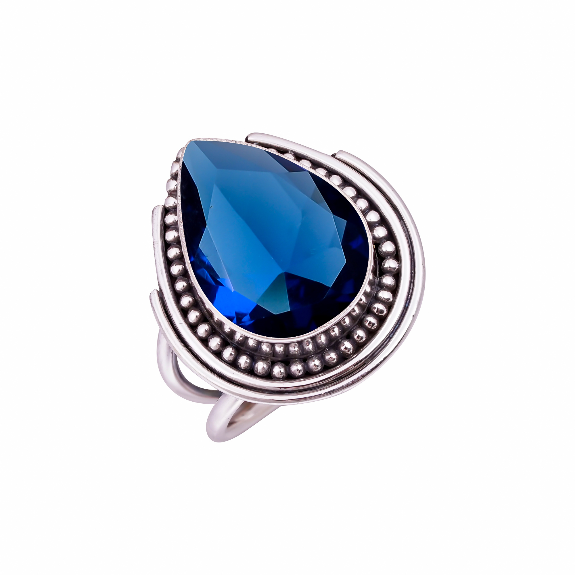 Blue Sapphire - Simulated Gemstone 925 Sterling Silver Ring