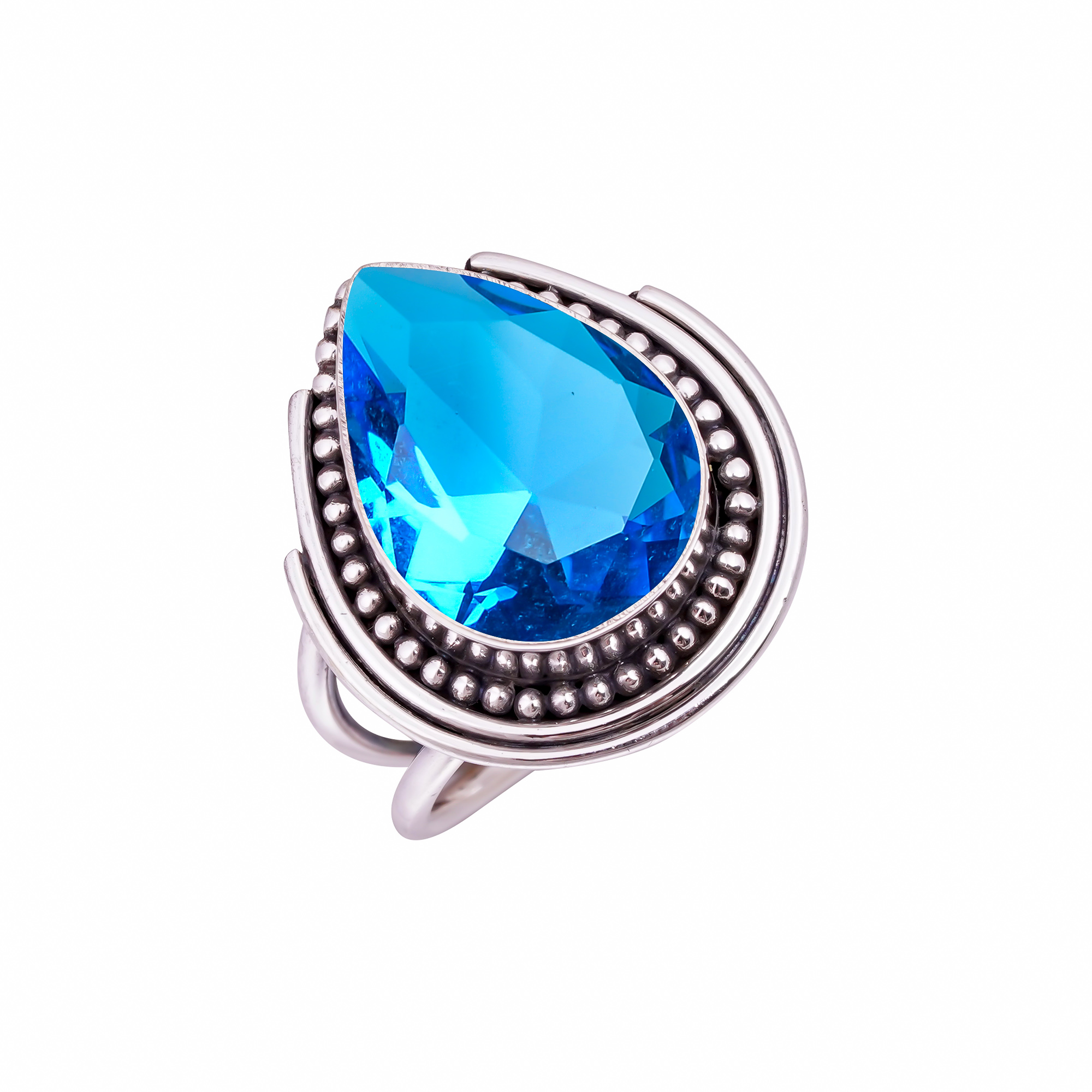 London Blue Topaz - Simulated Gemstone 925 Sterling Silver Ring