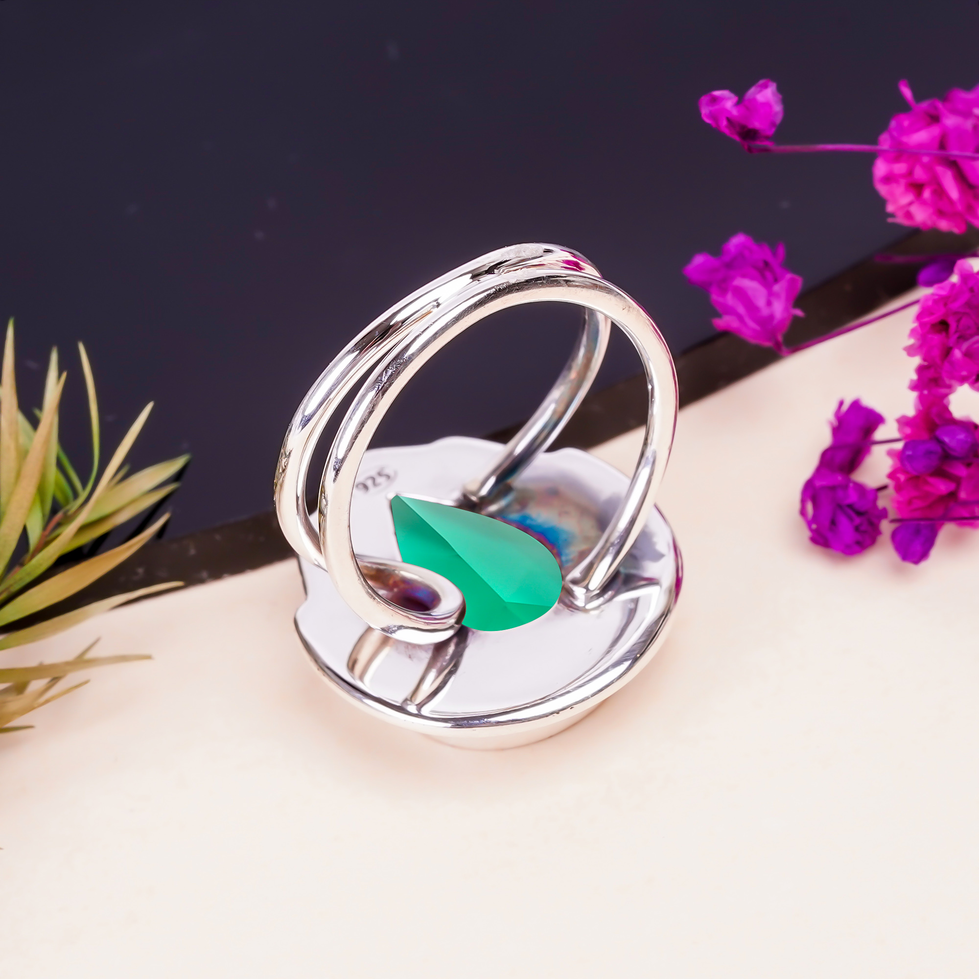 Apatite - Simulated Gemstone 925 Sterling Silver Ring