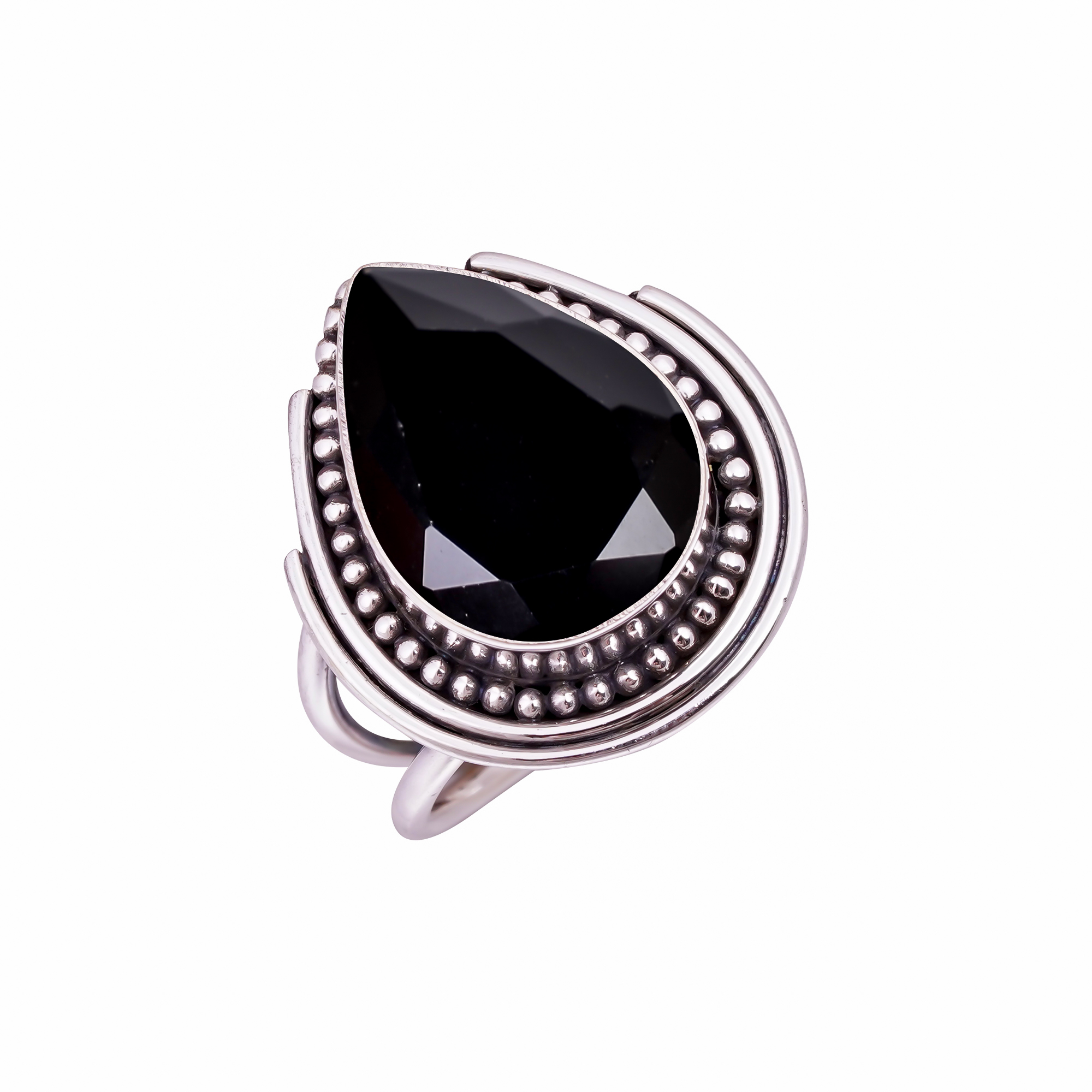 Black Onyx - Simulated Gemstone 925 Sterling Silver Ring