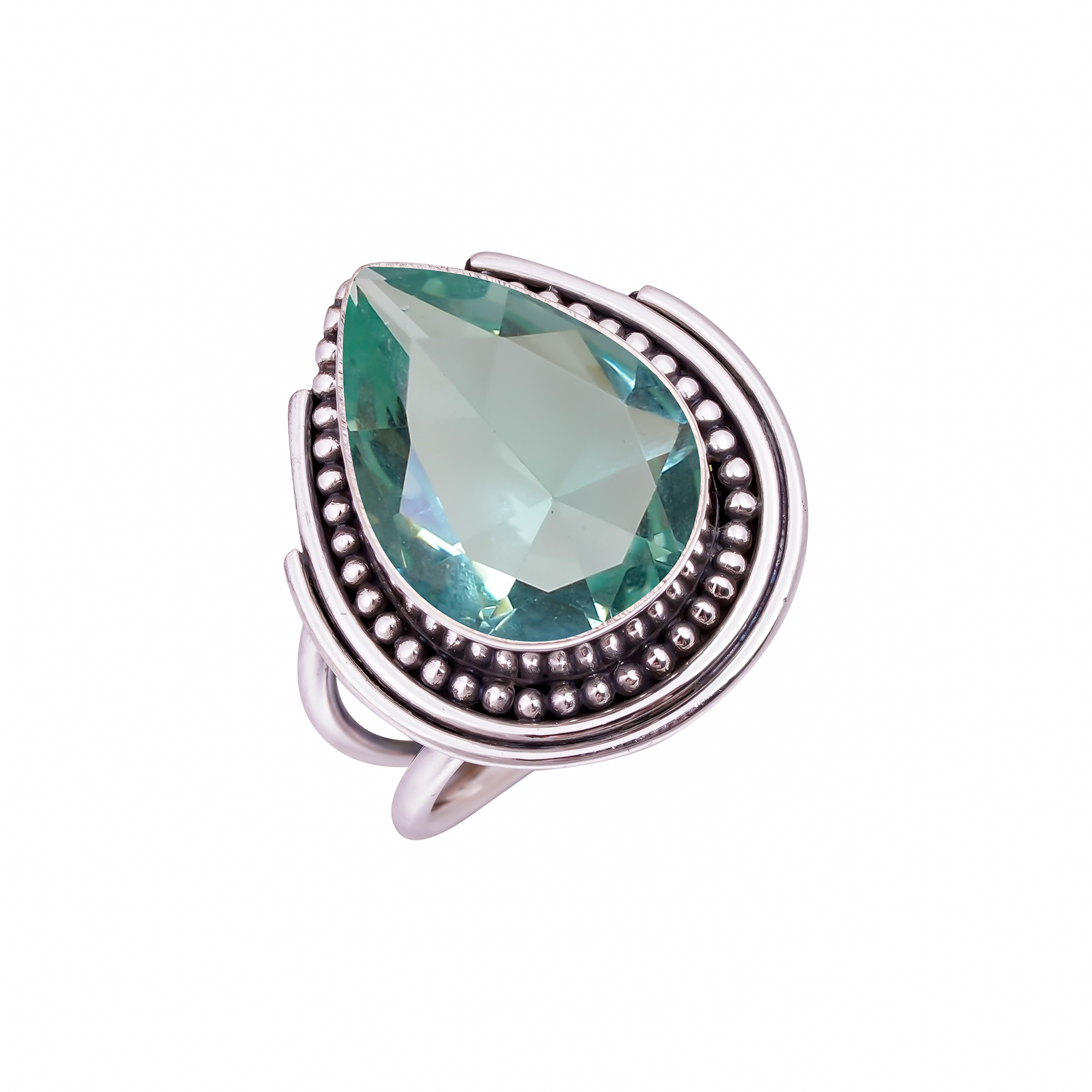 Aquamarine - Simulated Gemstone 925 Sterling Silver Ring