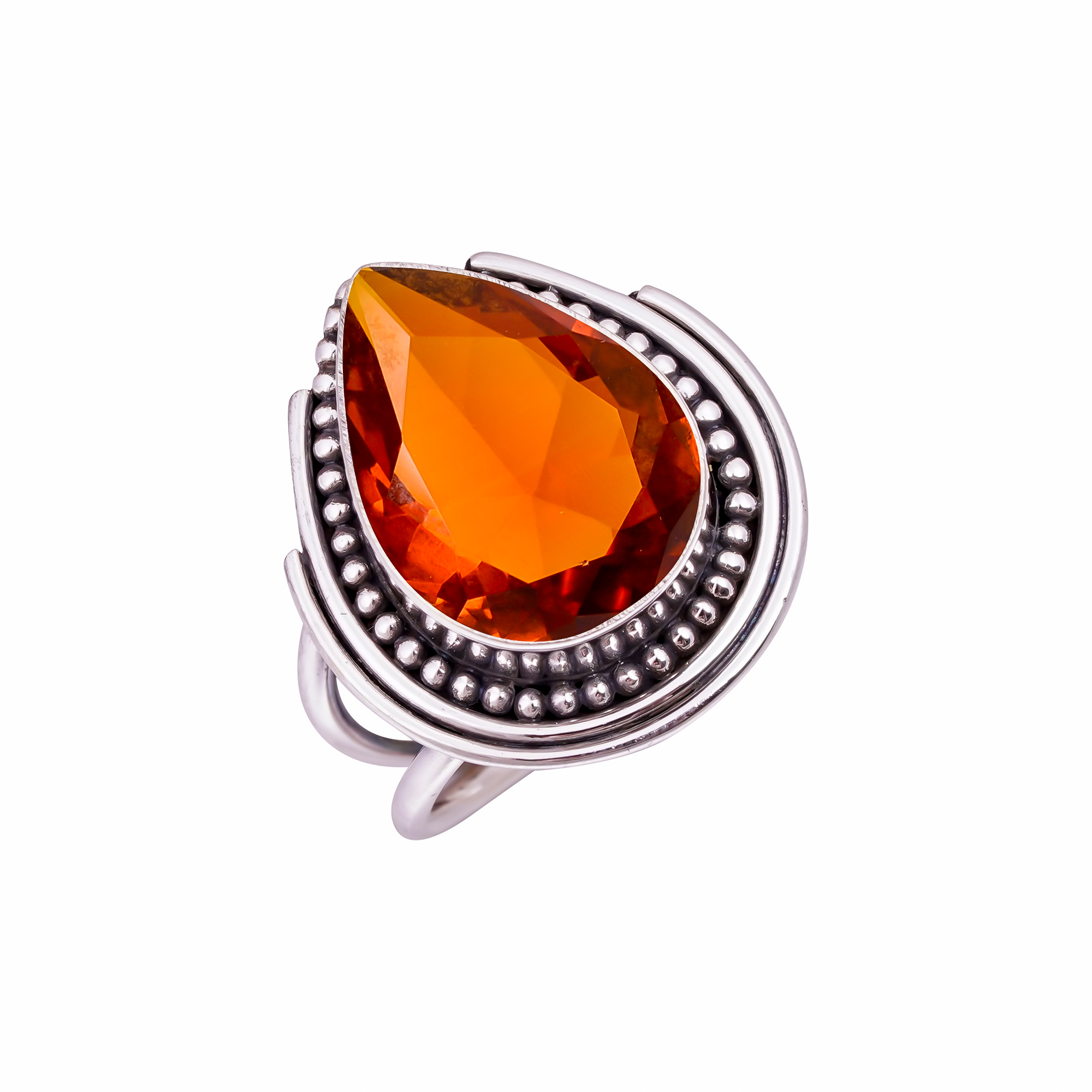 Hessonite Garnet - Simulated Gemstone 925 Sterling Silver Ring