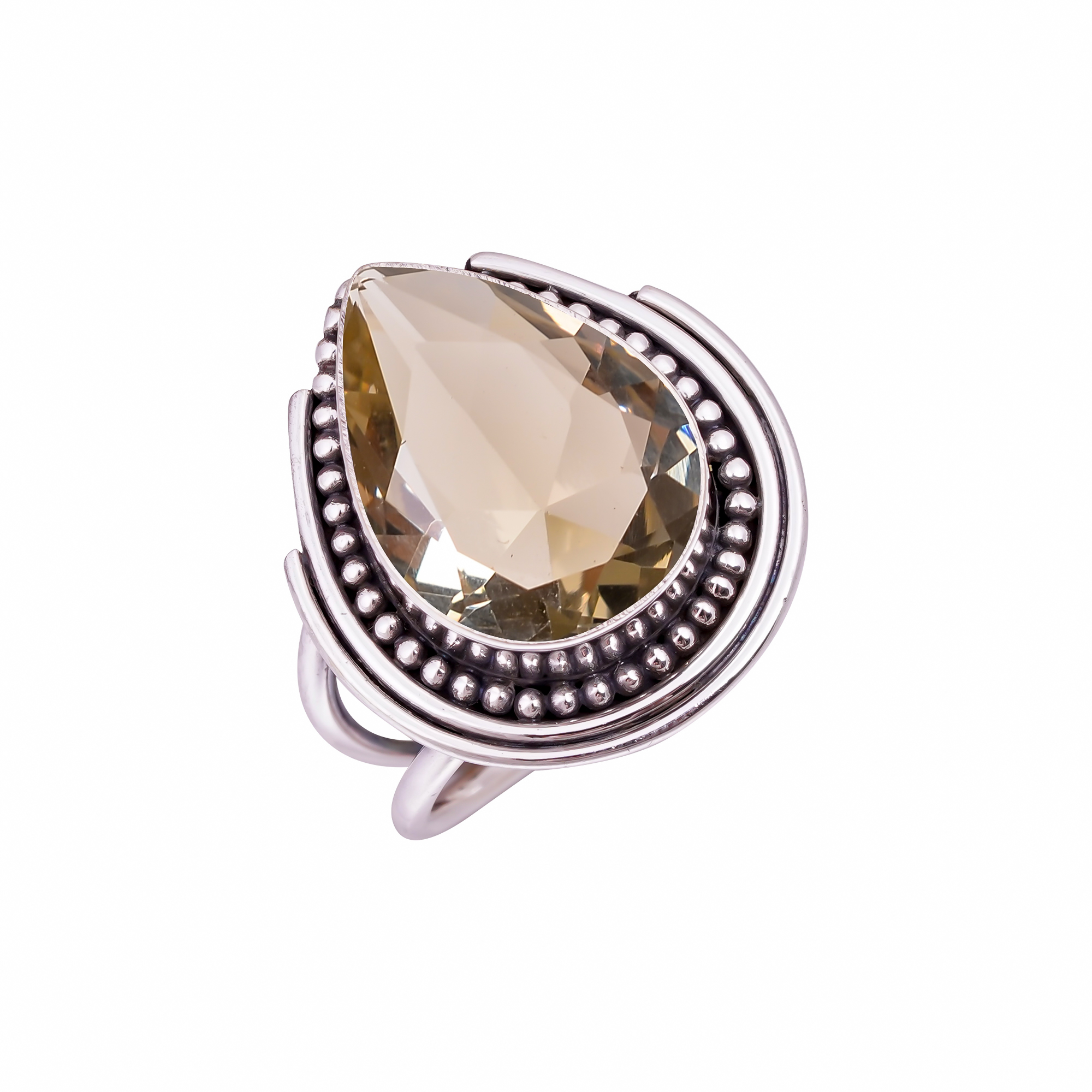 Smokey - Simulated Gemstone 925 Sterling Silver Ring
