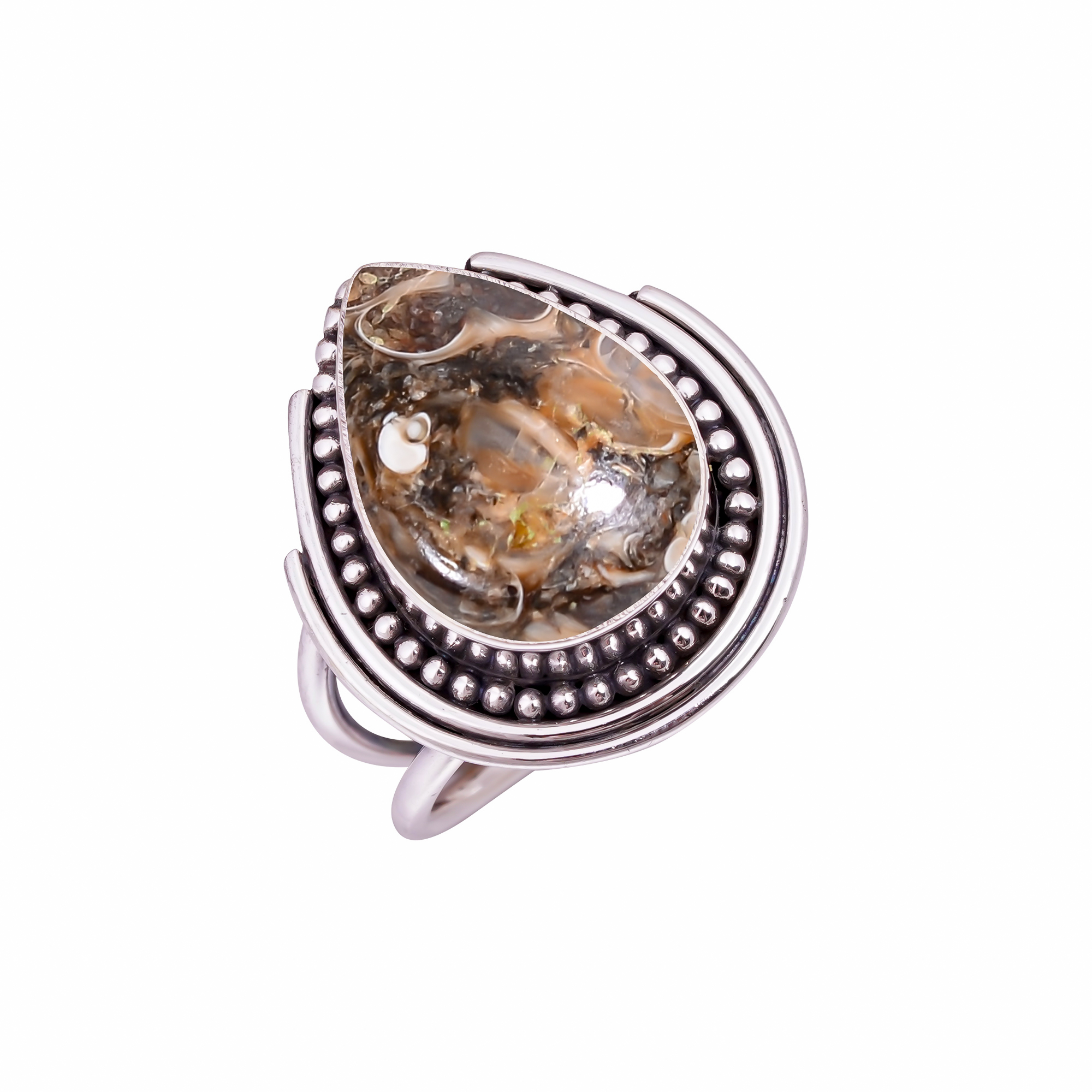 Turritella Agate - Wyoming Gemstone 925 Sterling Silver Ring