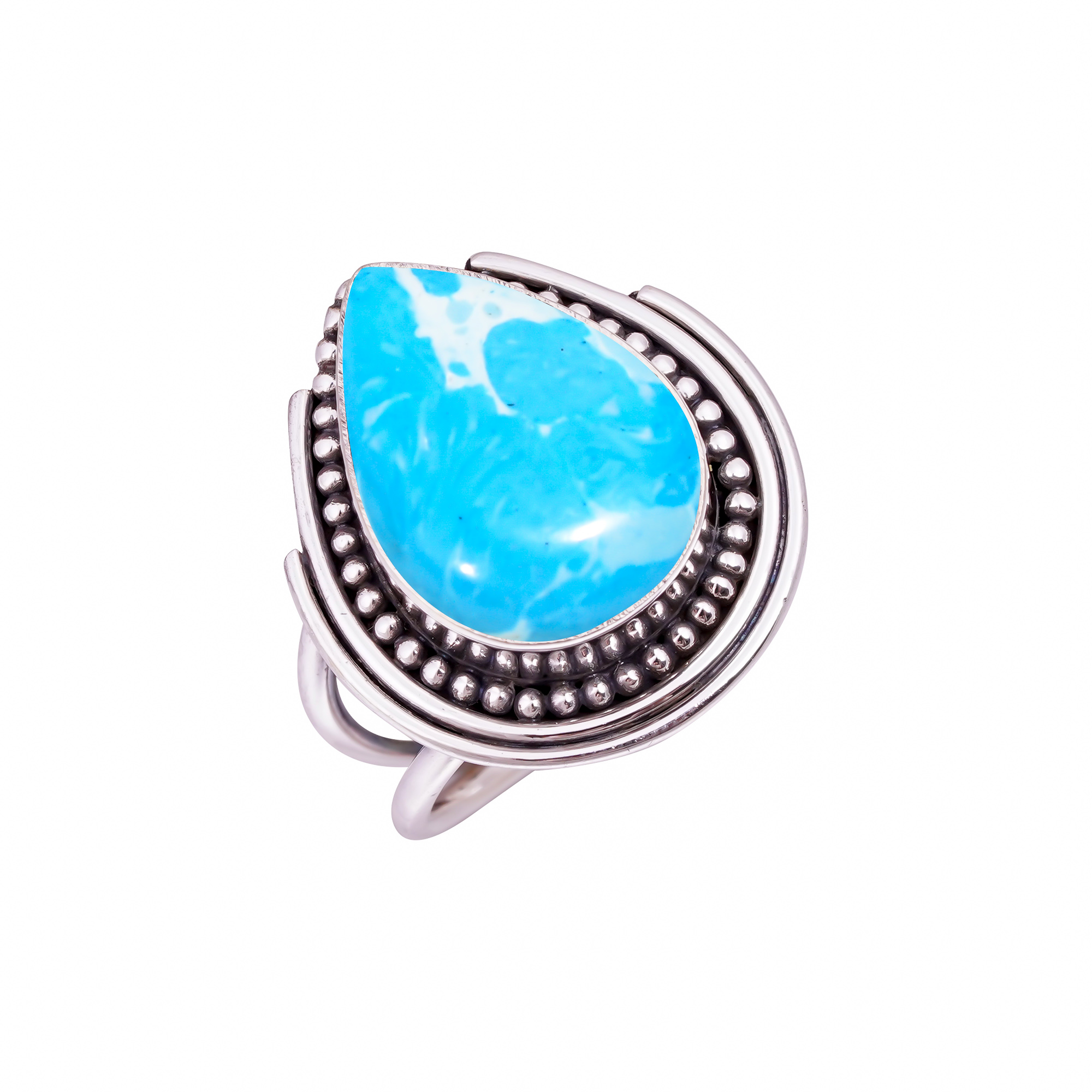Larimar - Simulated Gemstone 925 Sterling Silver Ring