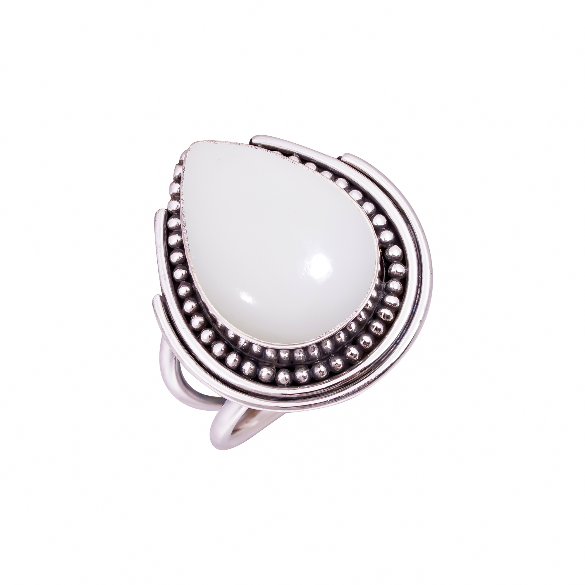 White Coral - Simulated Gemstone 925 Sterling Silver Ring