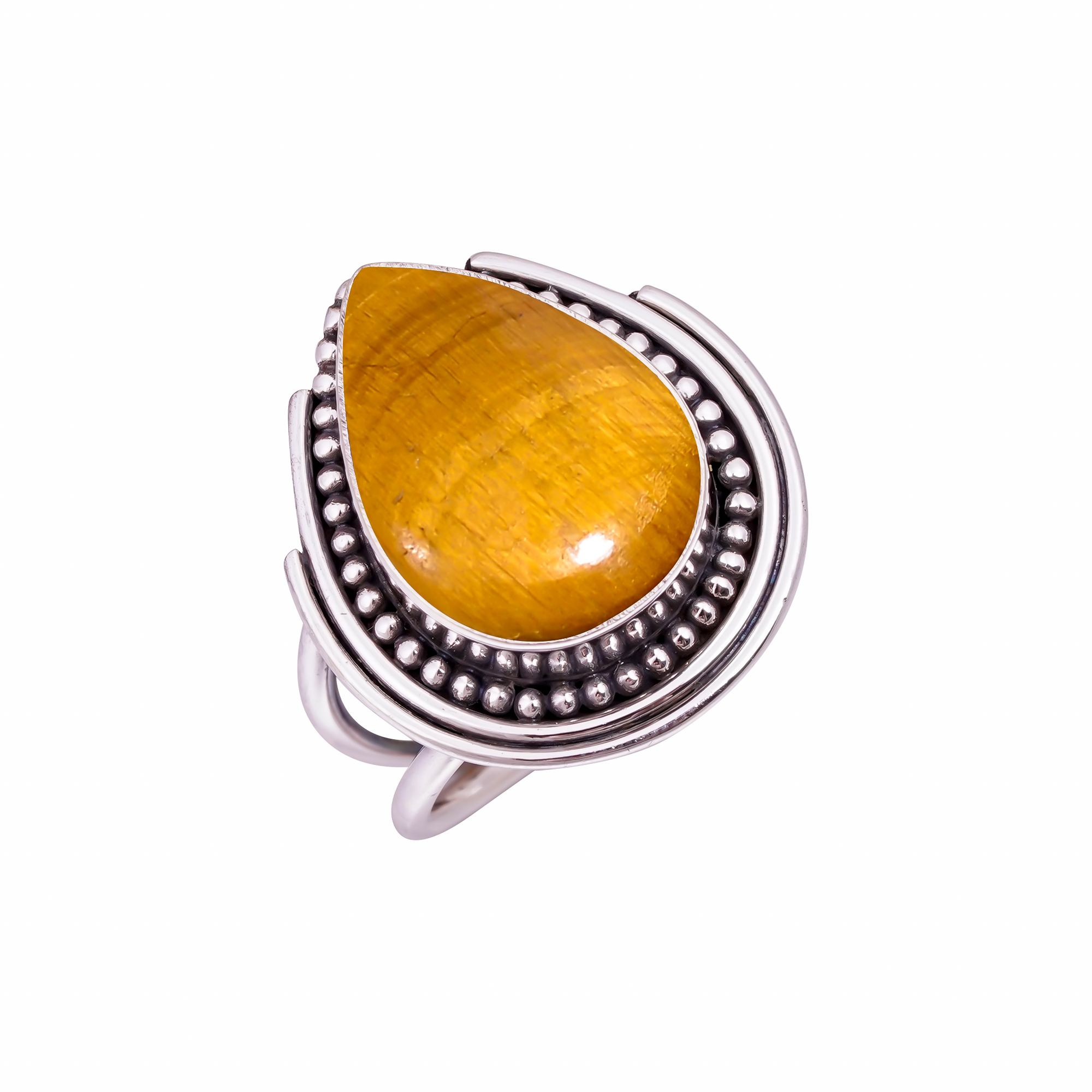 Yellow Tiger Eye - South Africa Gemstone 925 Sterling Silver Ring