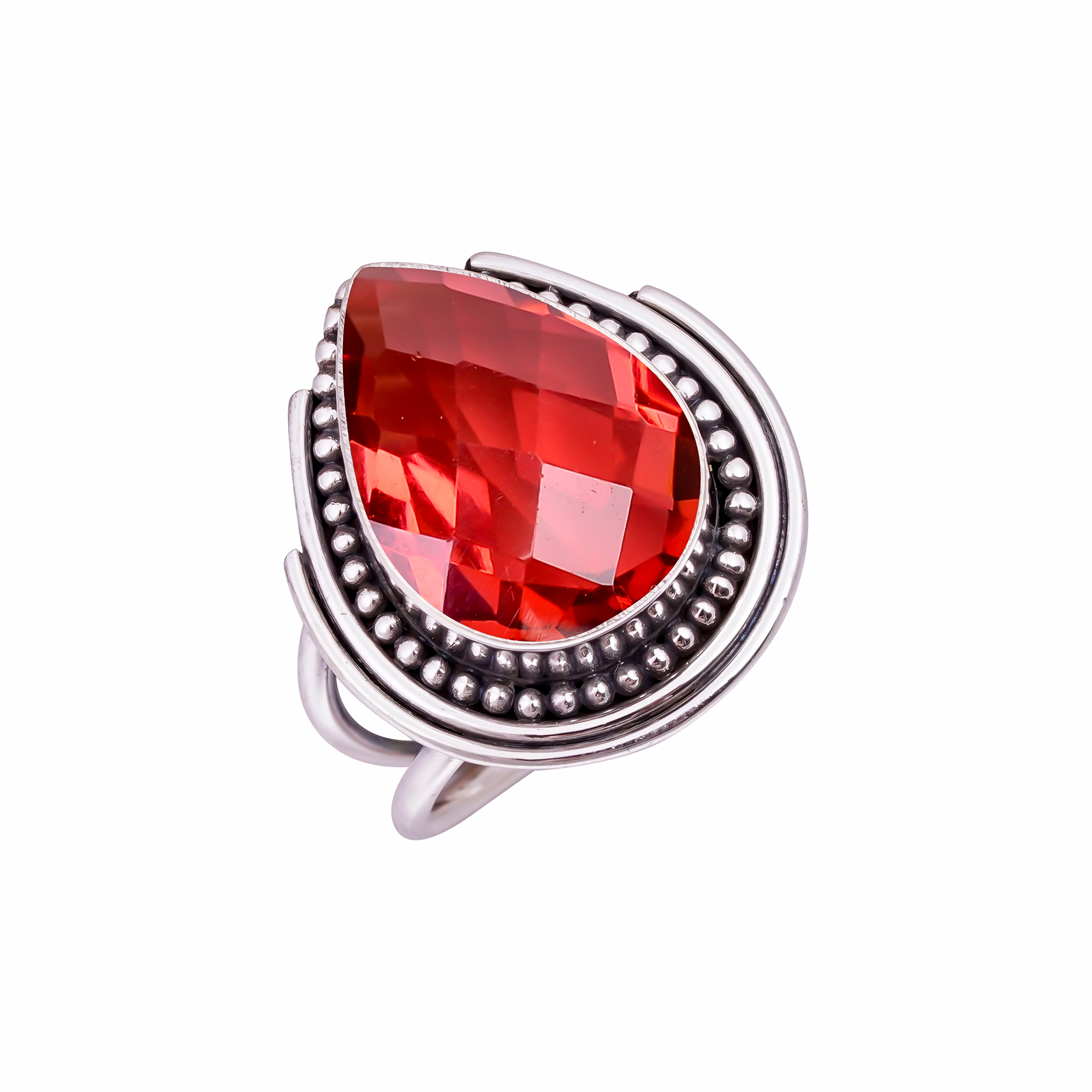 Pink Rubellite Tourmaline - Simulated Gemstone 925 Sterling Silver Ring
