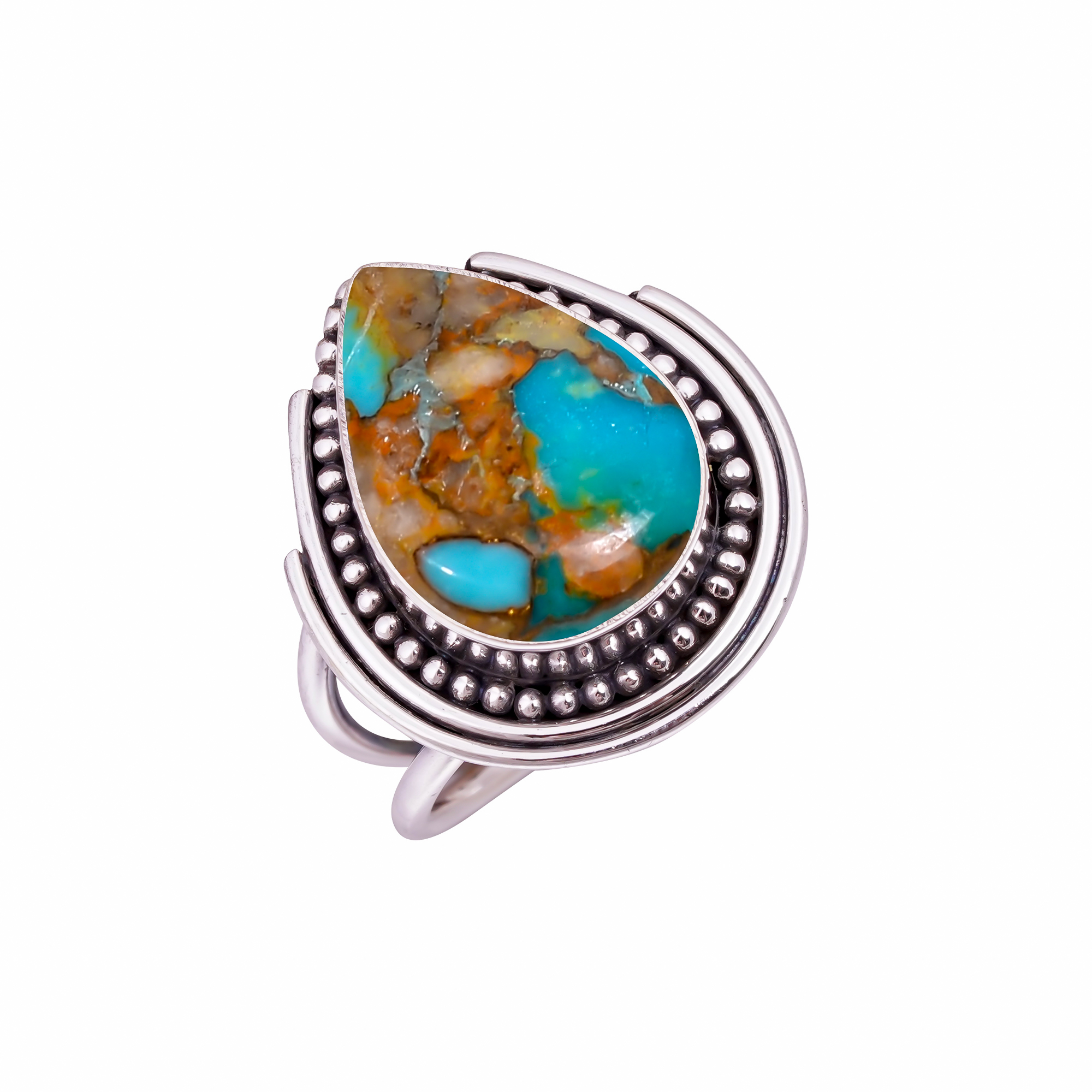 Copper Turquoise - Pilot Mountain Gemstone 925 Sterling Silver Ring