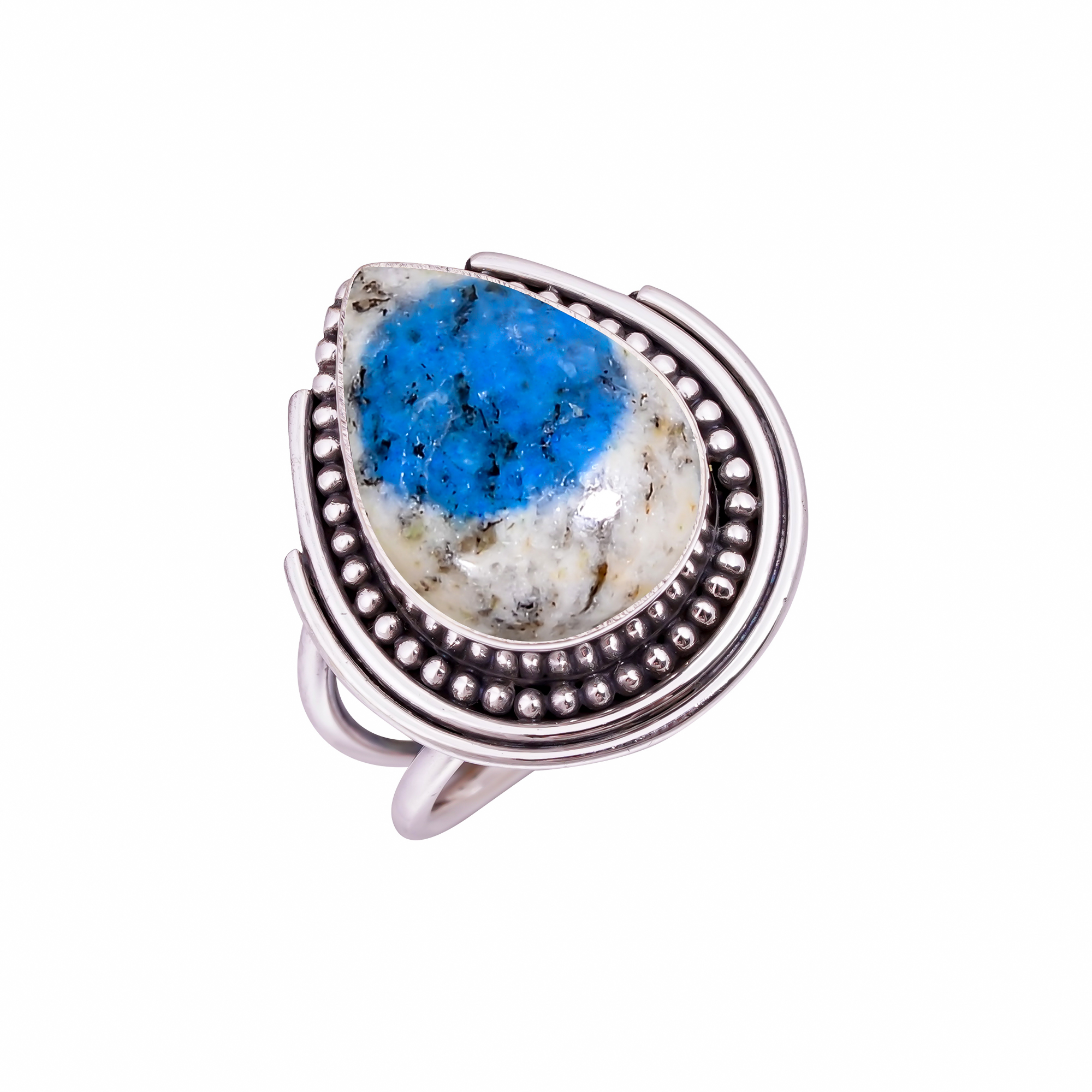 K2 Blue Azurite - Pakistan Gemstone 925 Sterling Silver Ring