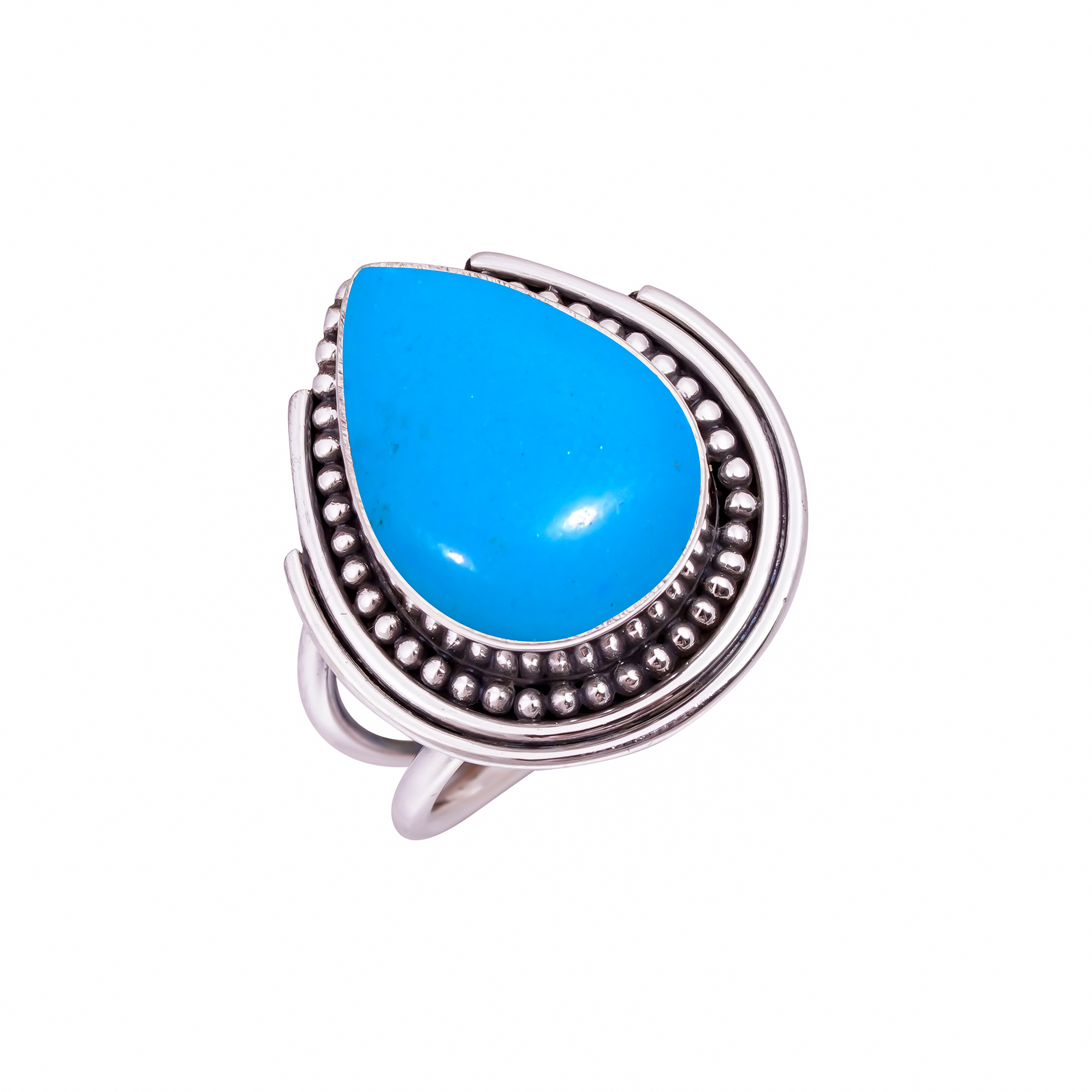 Sleeping Beauty Turquoise - Simulated Gemstone 925 Sterling Silver Ring