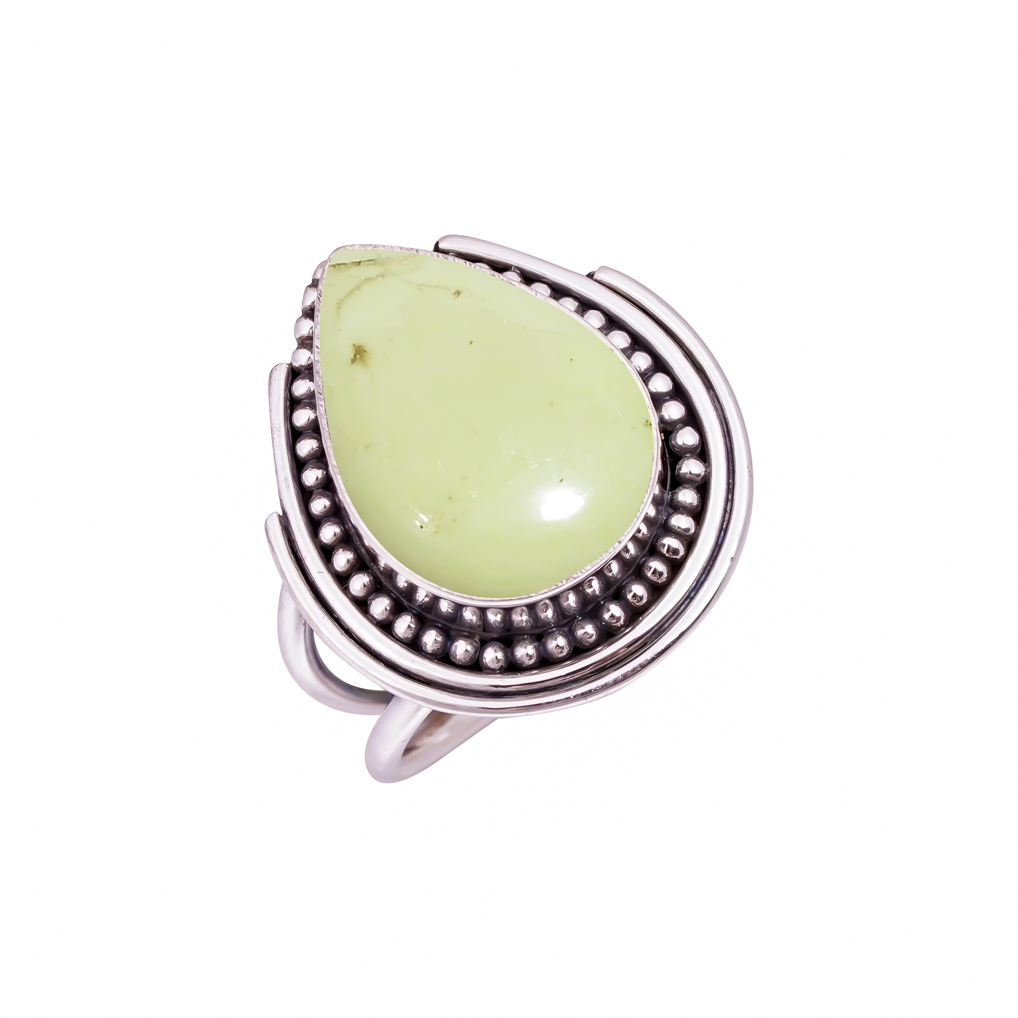 Lemon Chrysoprase - Australia Gemstone 925 Sterling Silver Ring