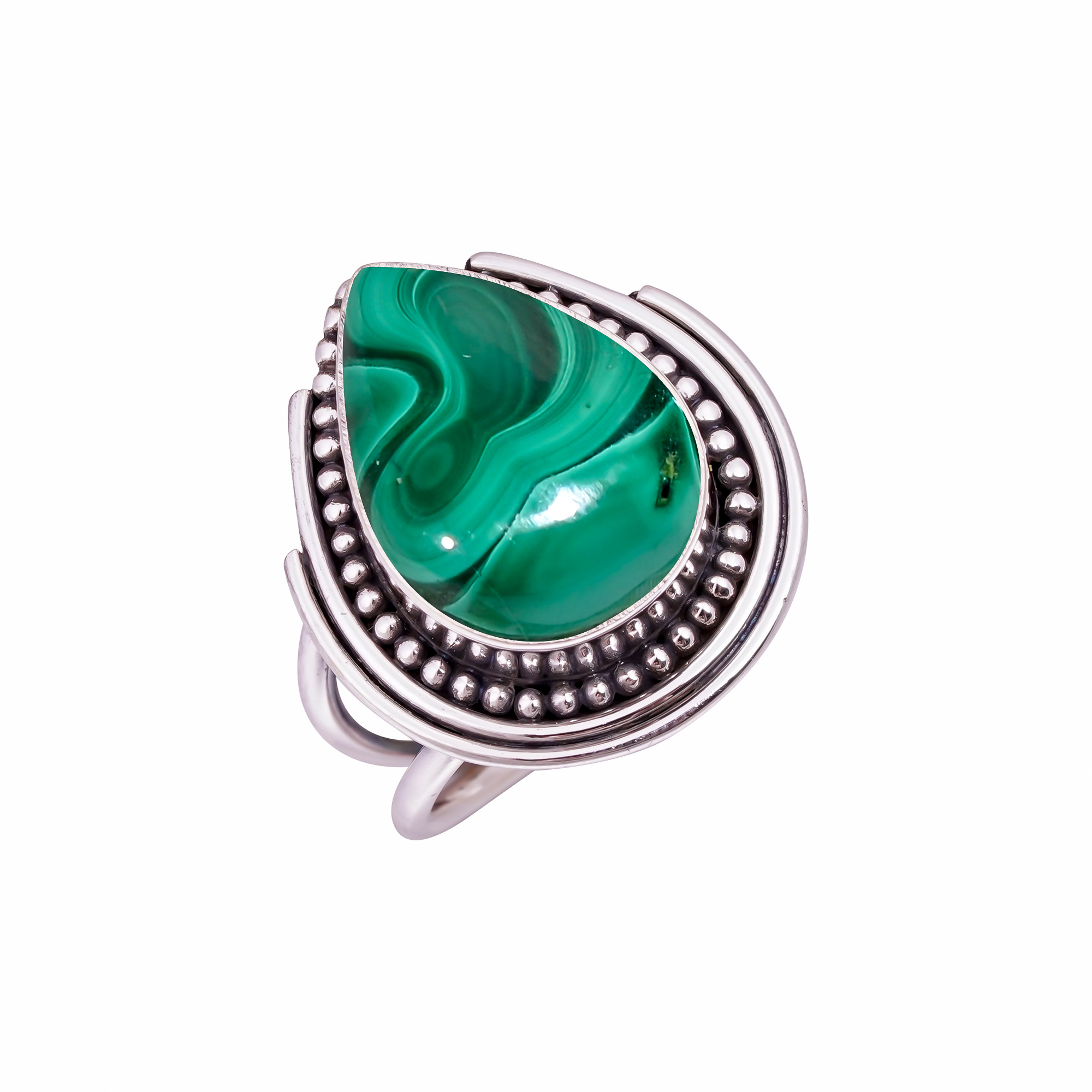 Malachite - Congo Gemstone 925 Sterling Silver Ring