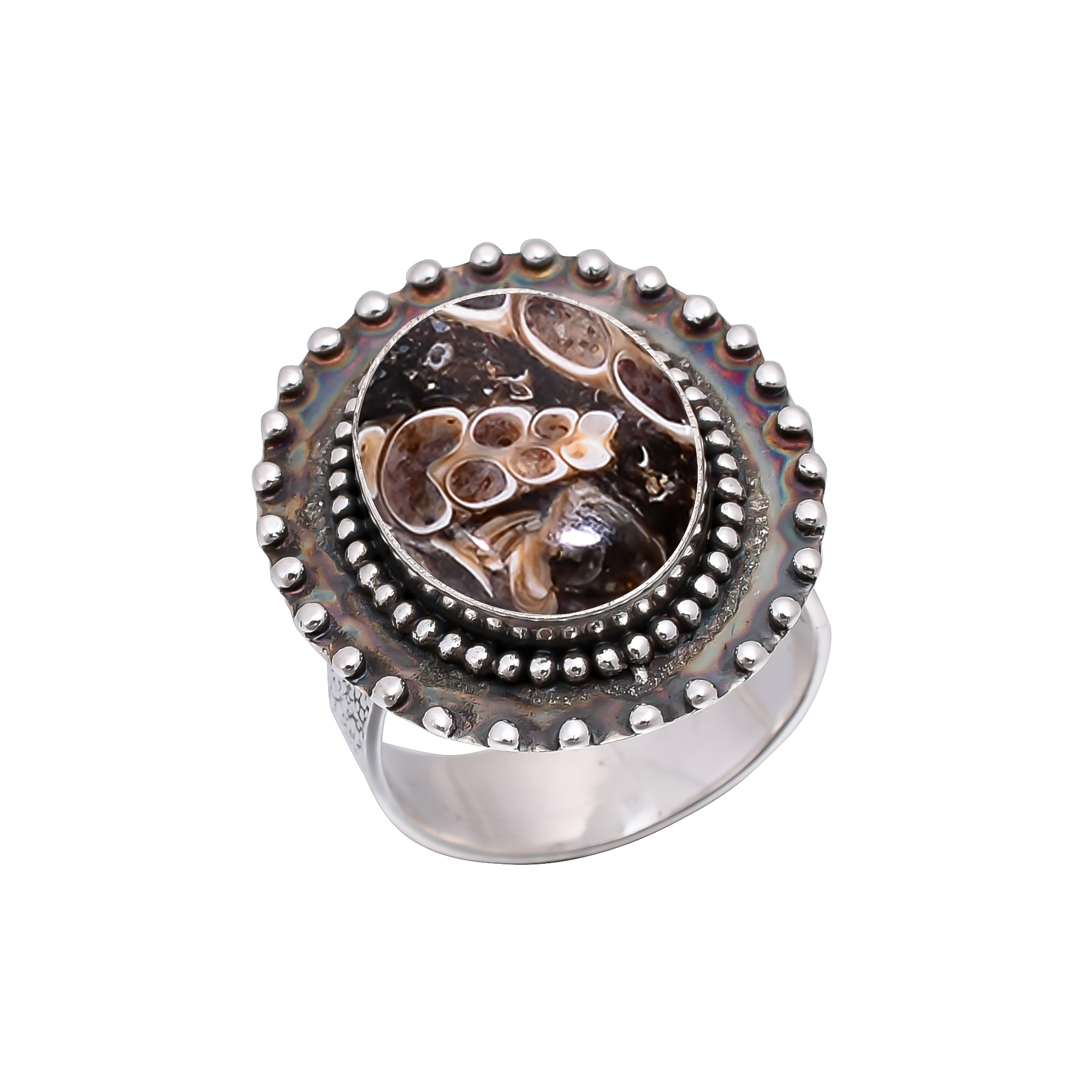 Turritella Agate - Wyoming 925 Sterling Silver Ring