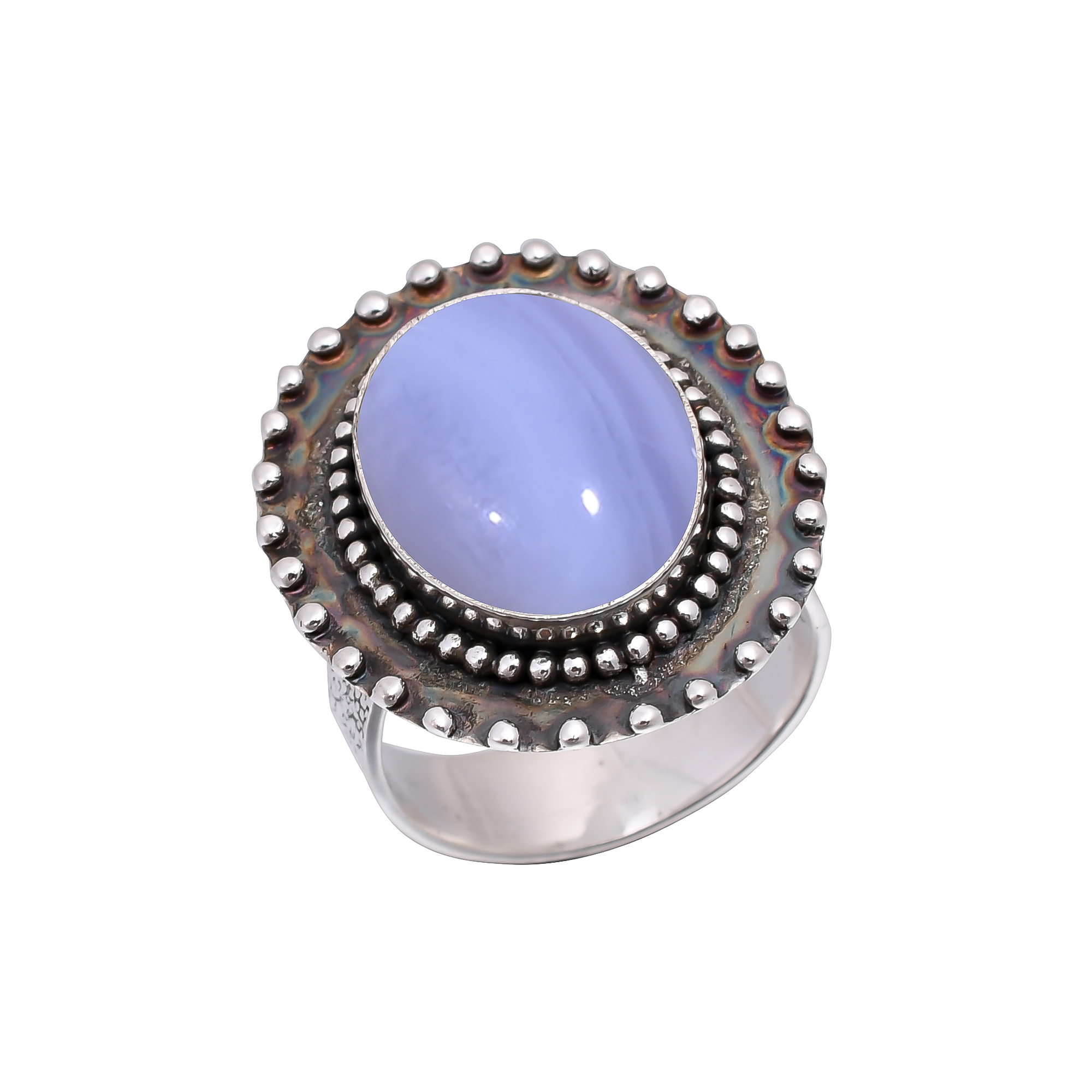 Blue Lace Agate - Namibia 925 Sterling Silver Ring