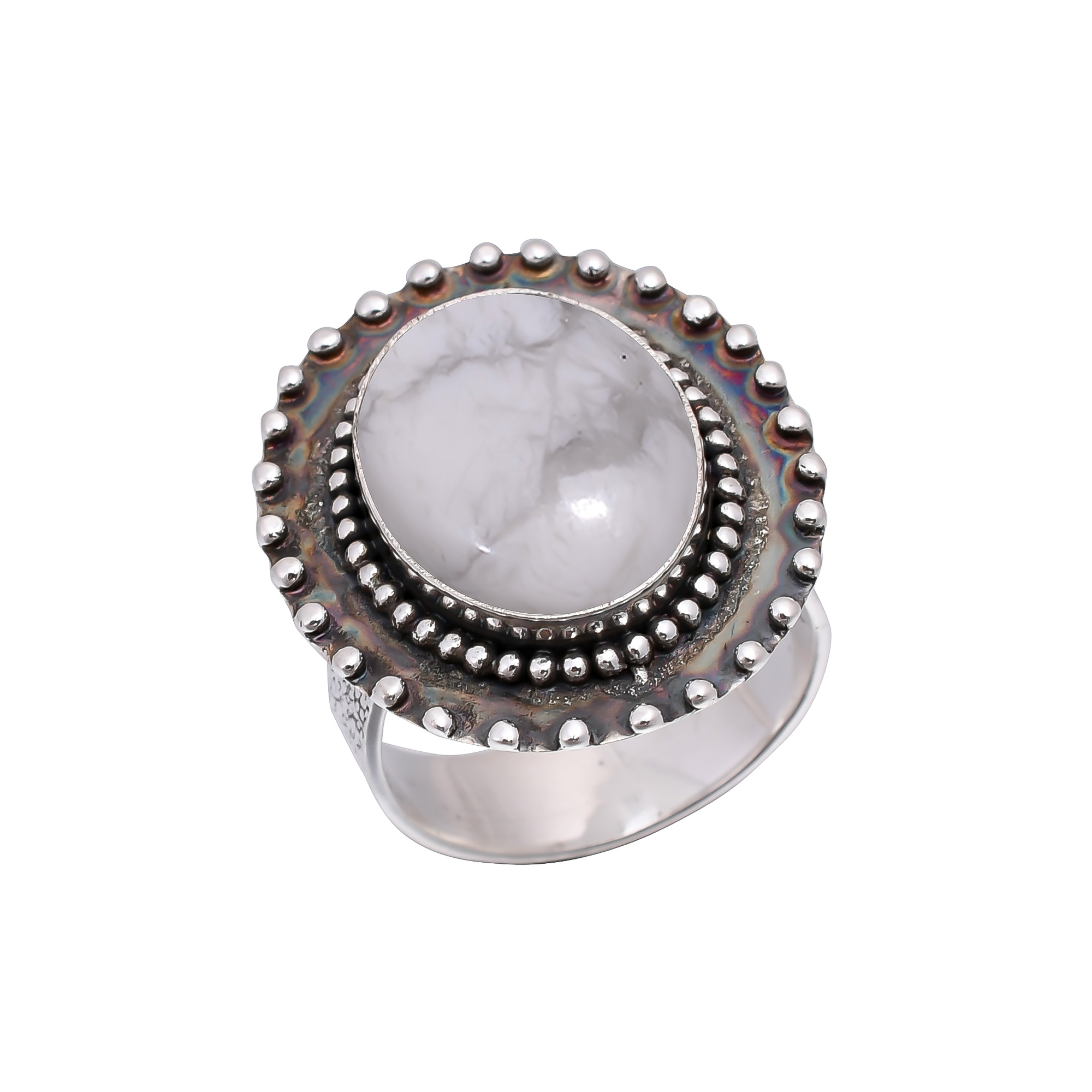 Natural White Howlite - United States 925 Sterling Silver Ring